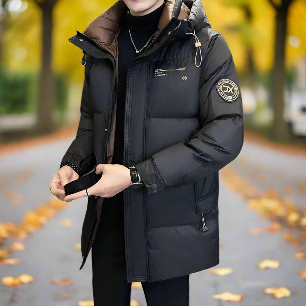 Mens Hooded Zipper Puffy Jacket With Pockets