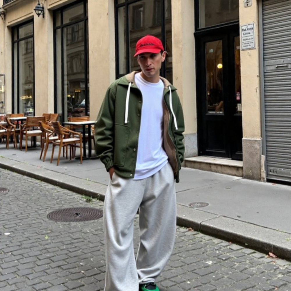 Mens Layered Look Hooded Corduroy Jacket With Faux Fur Lining