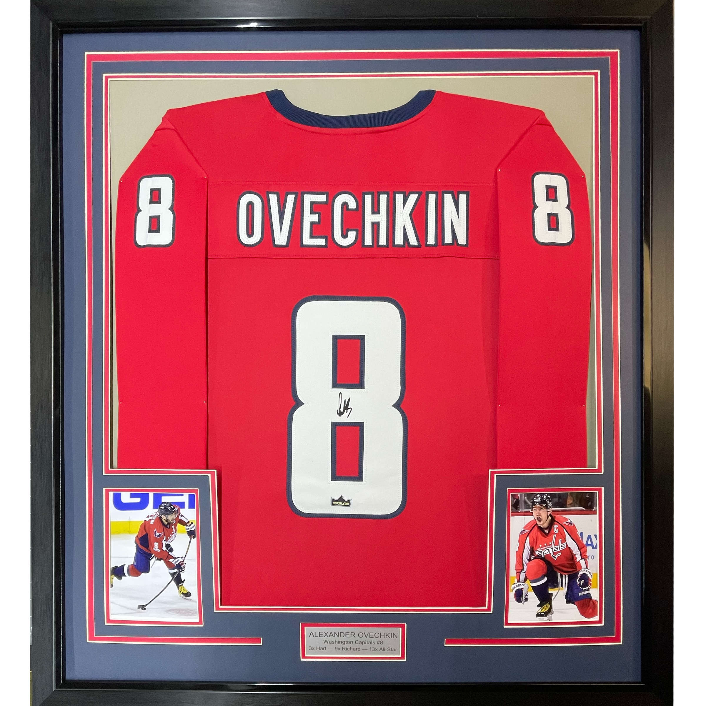 Framed Facsimile Autographed Alexander Ovechkin 35x39 Washington Red Reprint Laser Auto Hockey Jersey