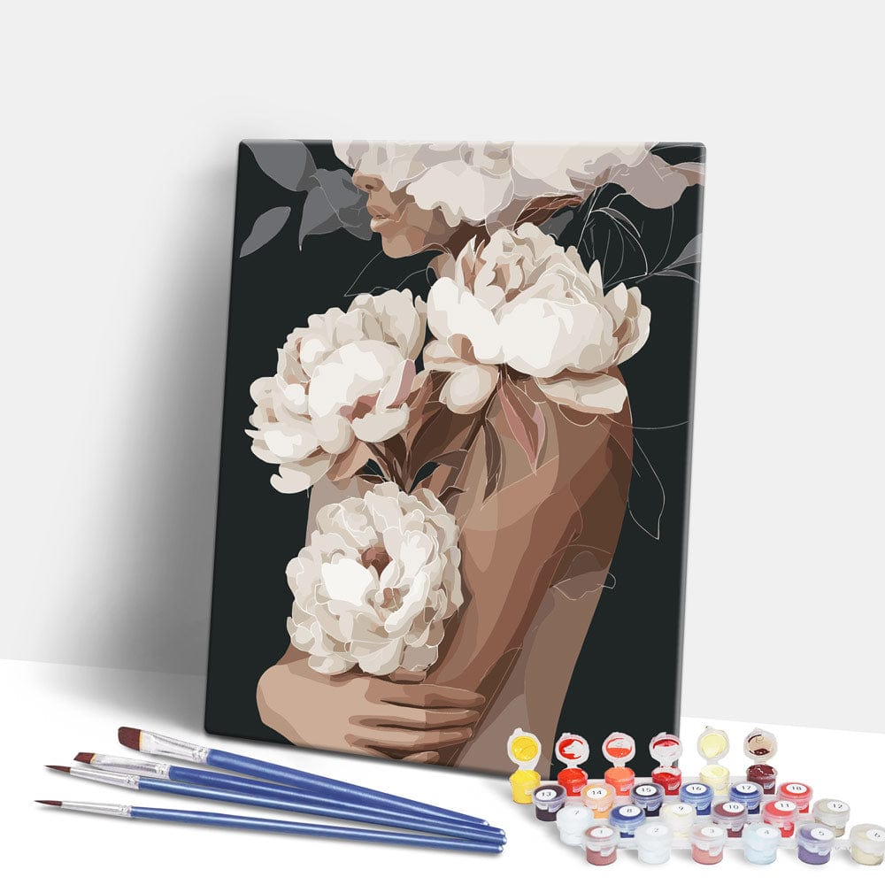 White Peonies in Love - Paint By Numbers Kit