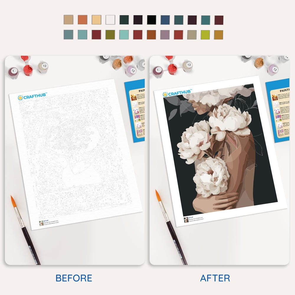 White Peonies in Love - Paint By Numbers Kit