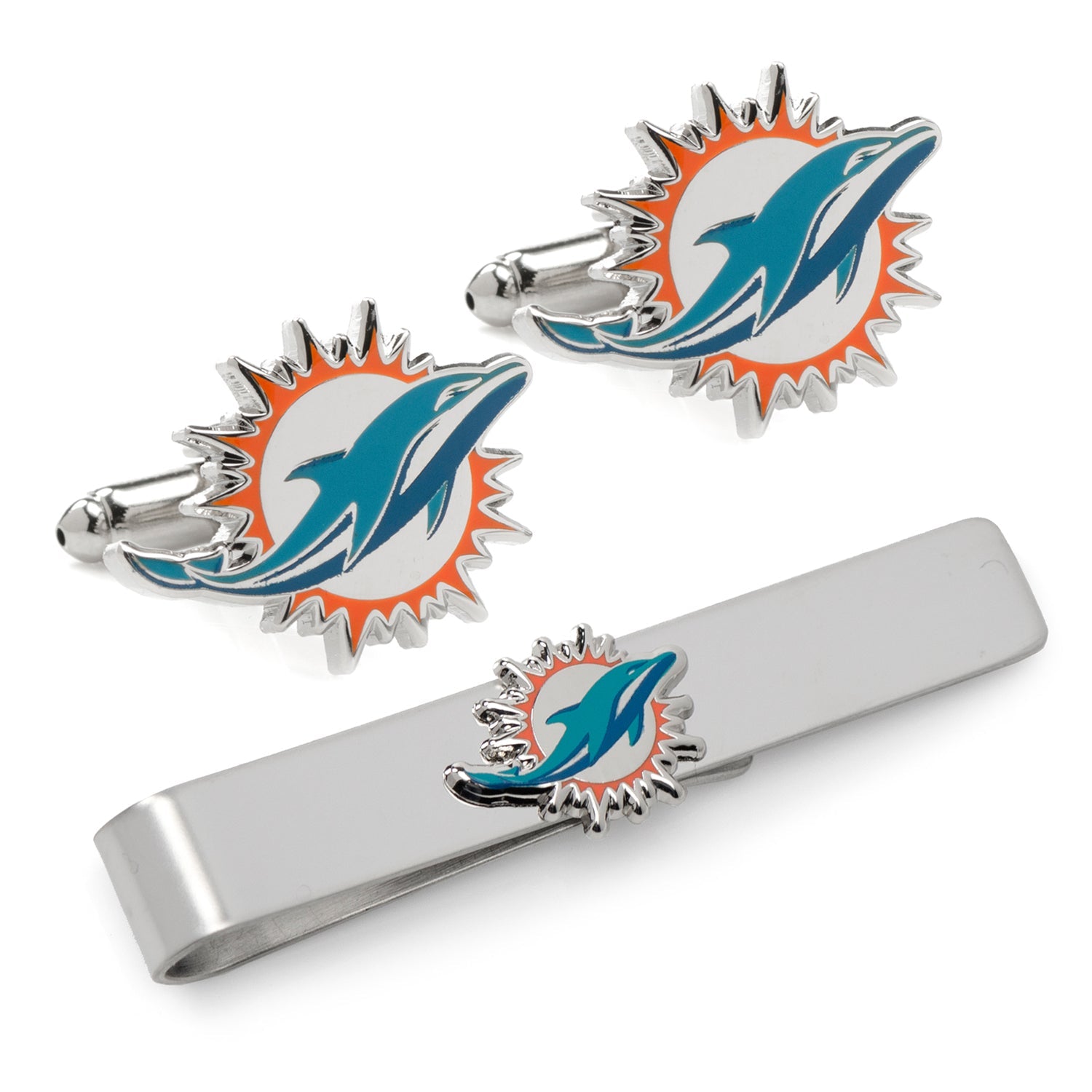 NFL Miami Dolphins Cufflinks and Tie Bar Gift Set