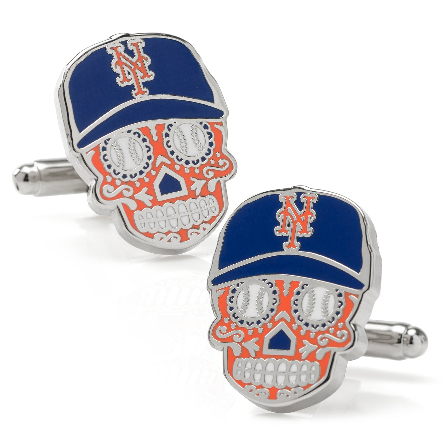 MLB New York Mets Sugar Skull Cufflinks & Lapel Pin Gift Set