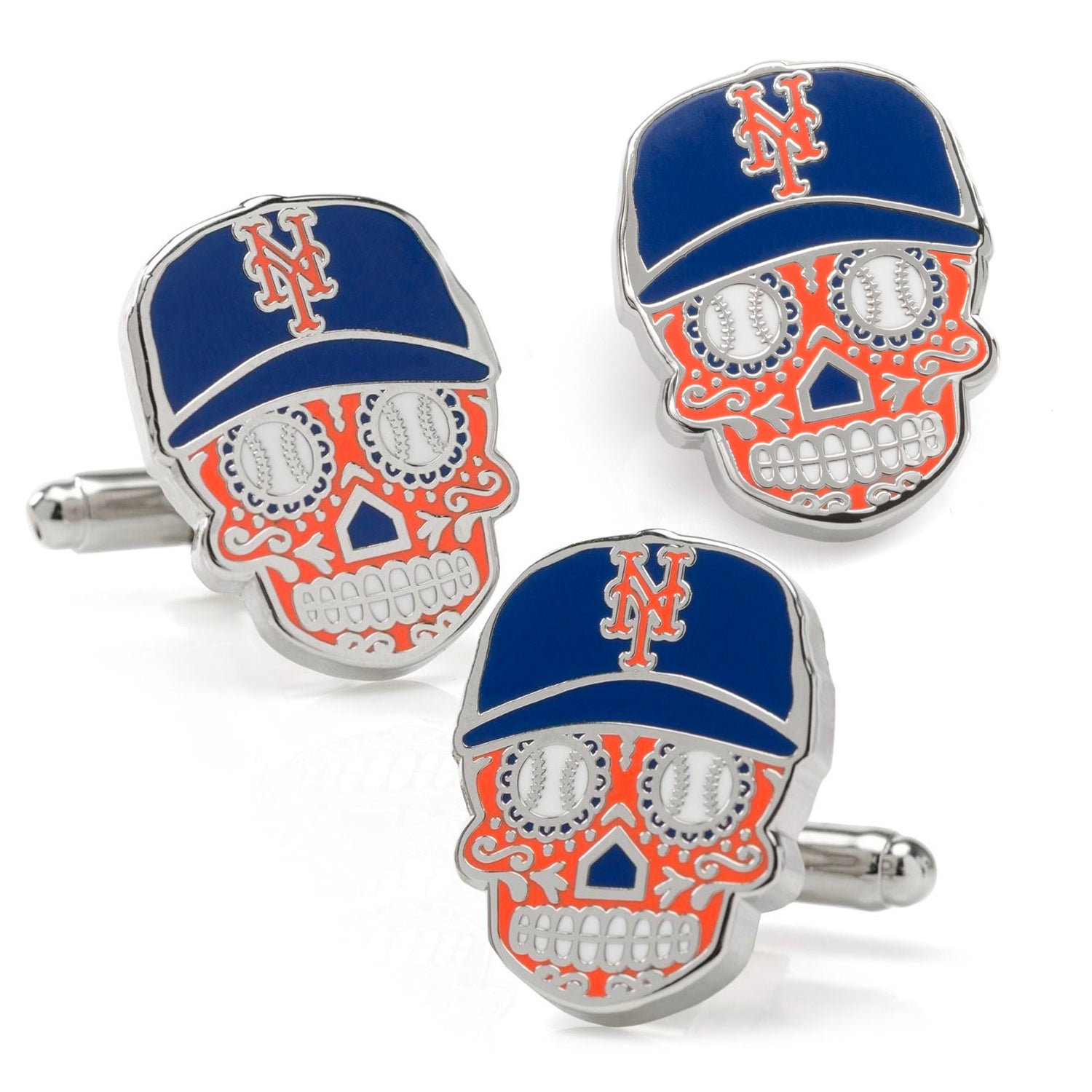 MLB New York Mets Sugar Skull Cufflinks & Lapel Pin Gift Set