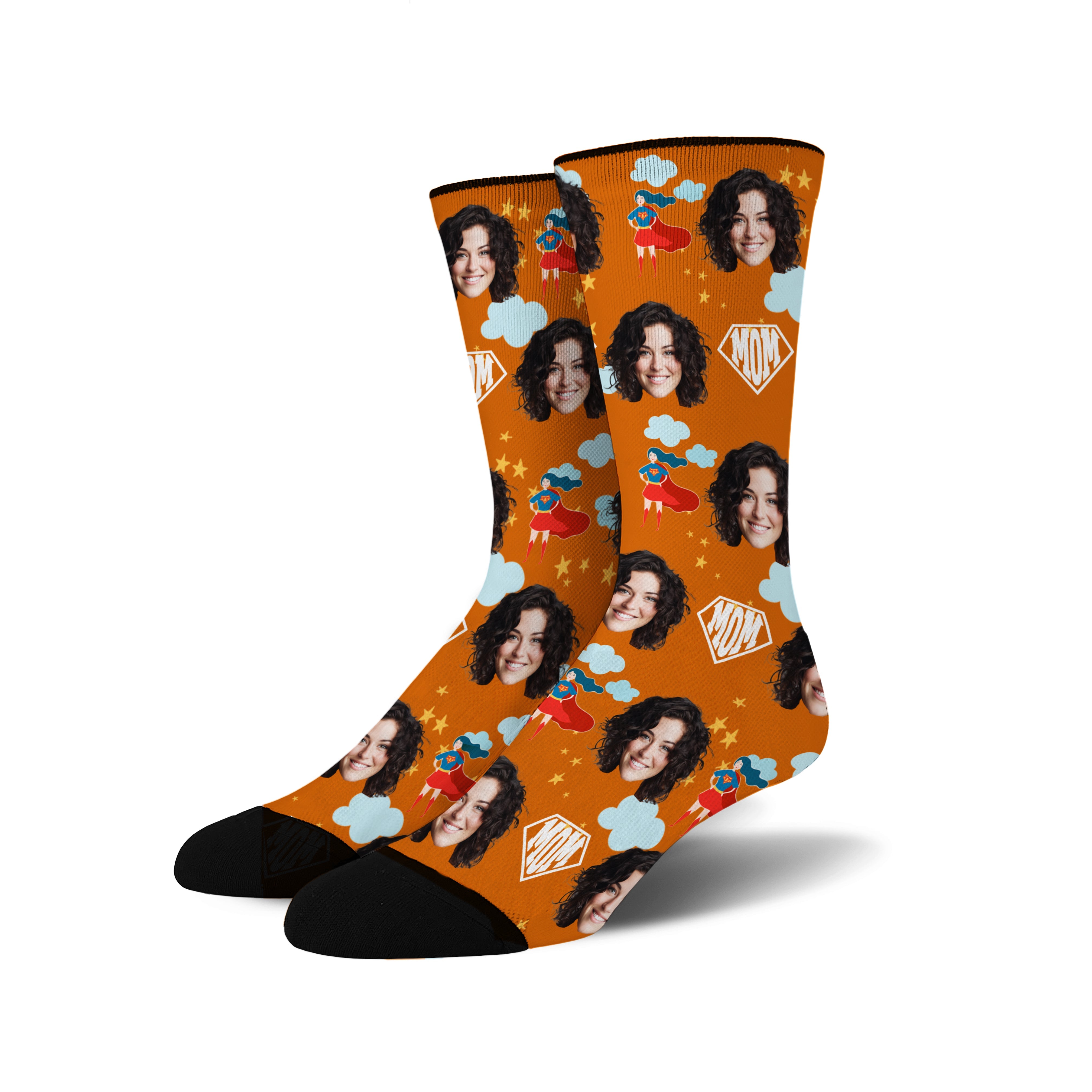 Custom Novelty Face Socks Super MOM