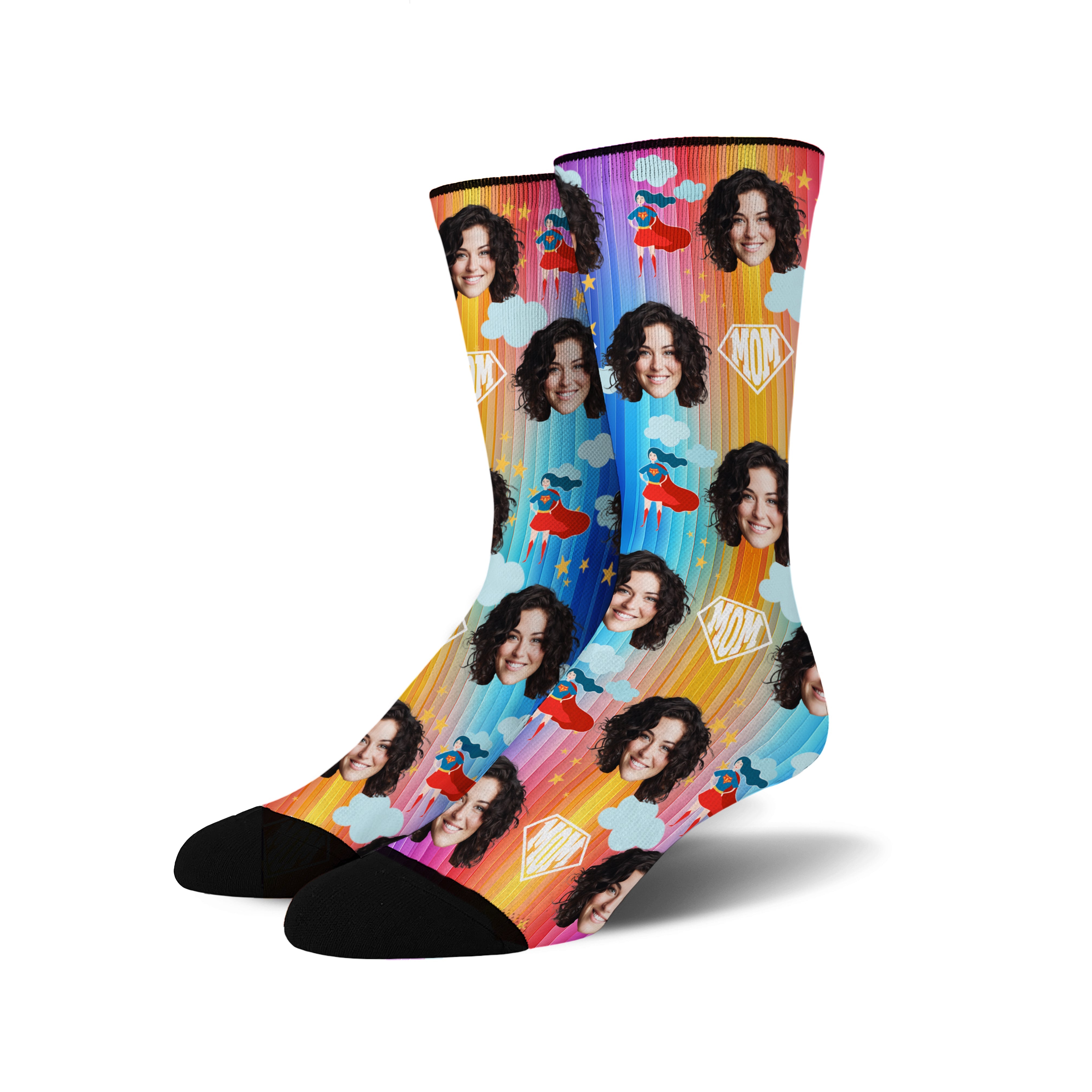 Custom Novelty Face Socks Super MOM