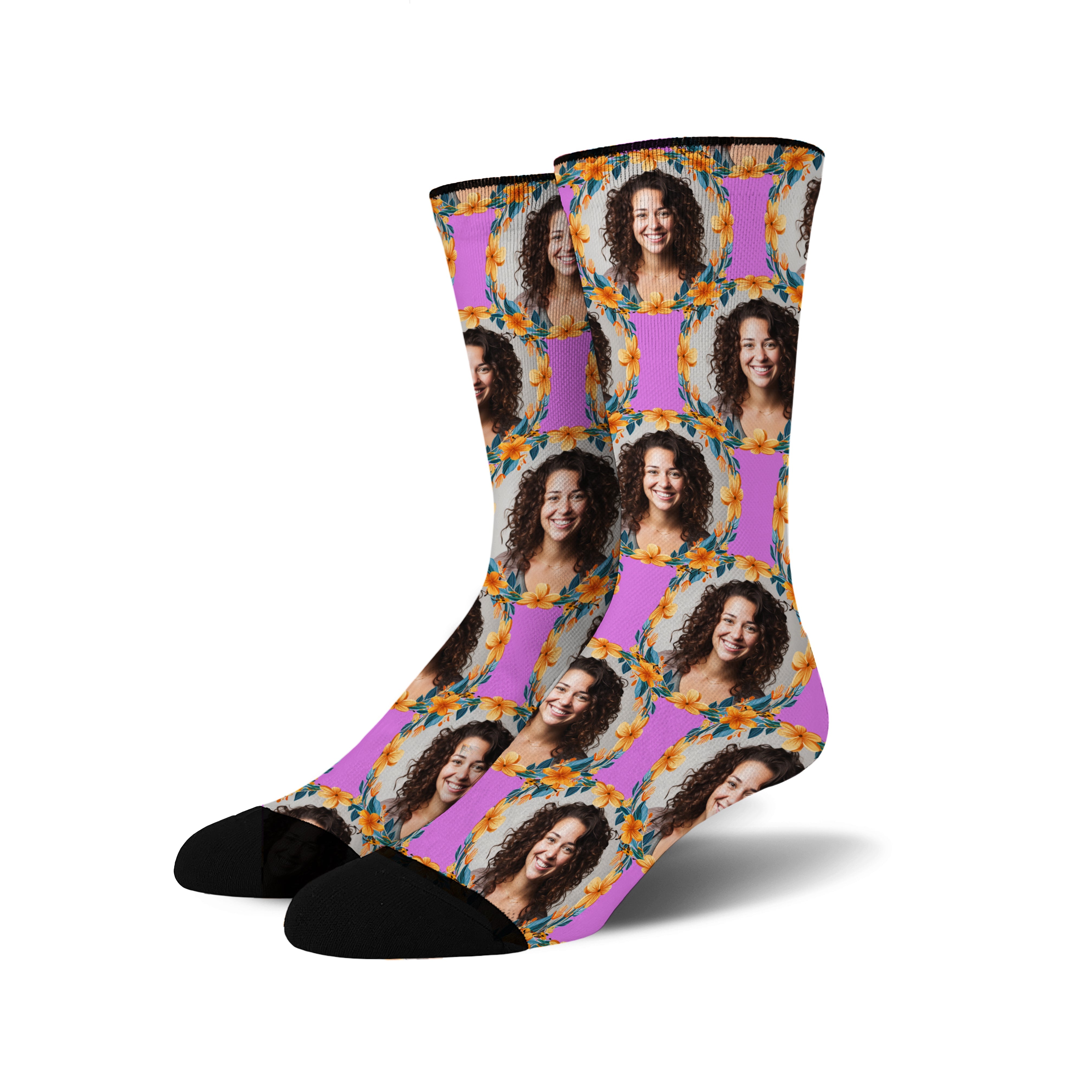 Custom Personalized Photo Flower Socks