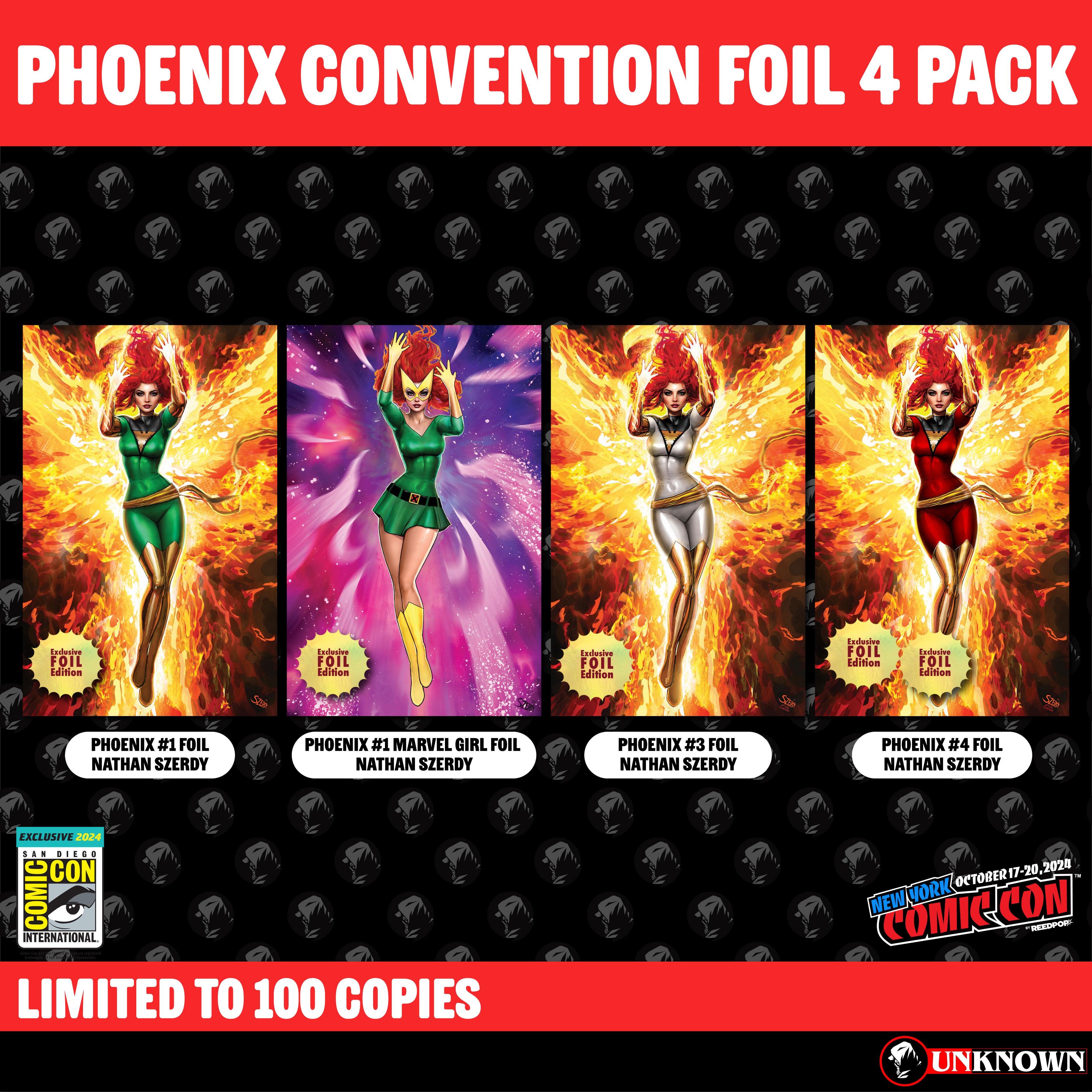 [4 Pack] Phoenix #1-4 Unknown Comics Nathan Szerdy Convention Foil Covers Exclusive Var (10/23/2024)