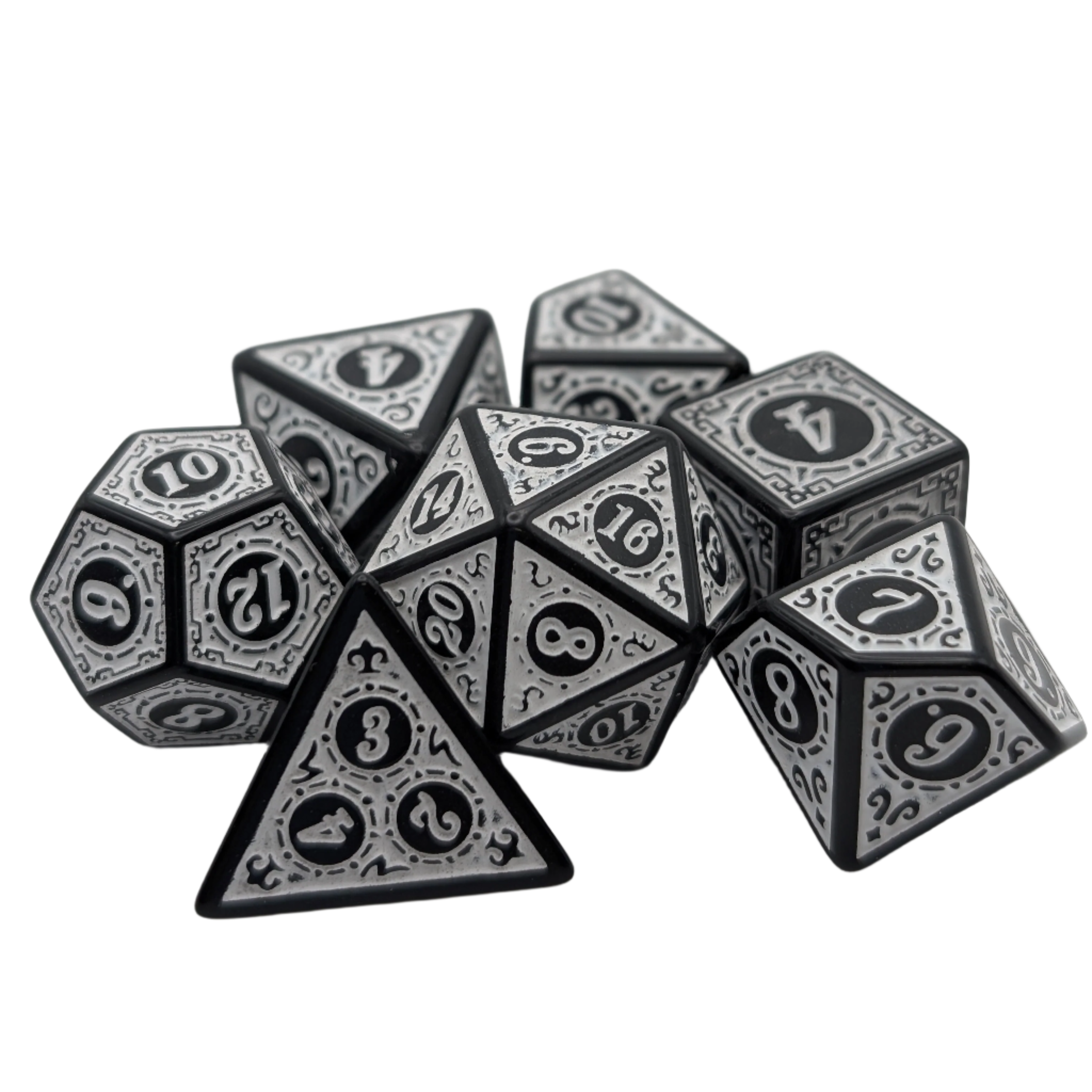 Magic Flame (White) - "Enchanted Zen" - 7 Piece DnD Dice Set | Acrylic RPG Gaming Dice