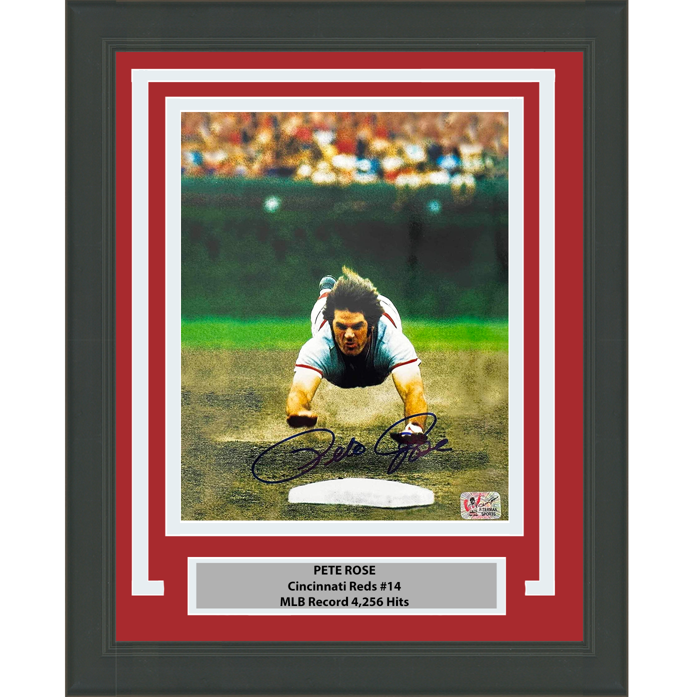 Framed Autographed/Signed Pete Rose Cincinnati Red 16x20 Baseball Photo Athlete Hologram COA Holo #1