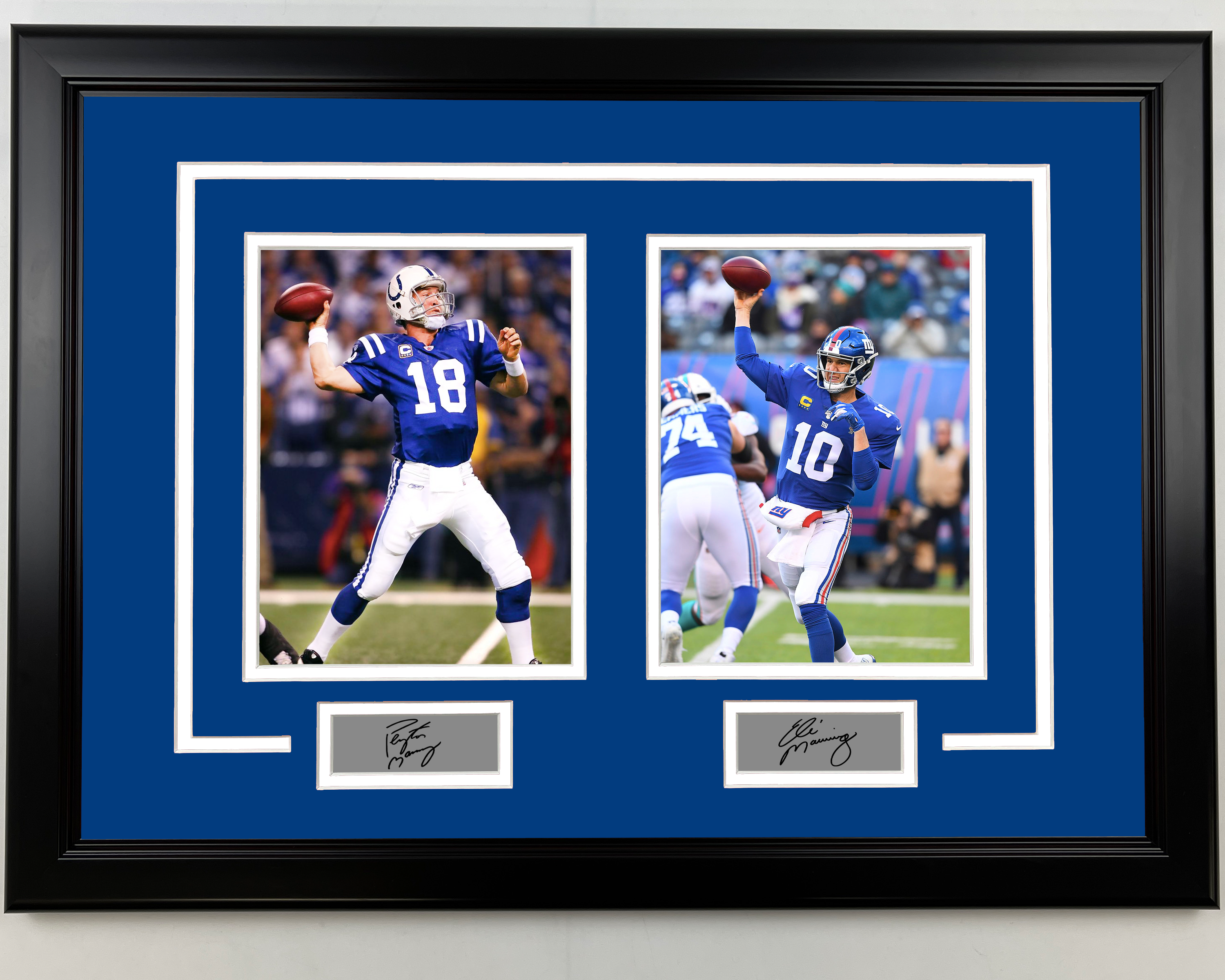 Framed Peyton Manning and Eli Manning Facsimile Laser Engraved Auto 17x23 Dual Football Photo