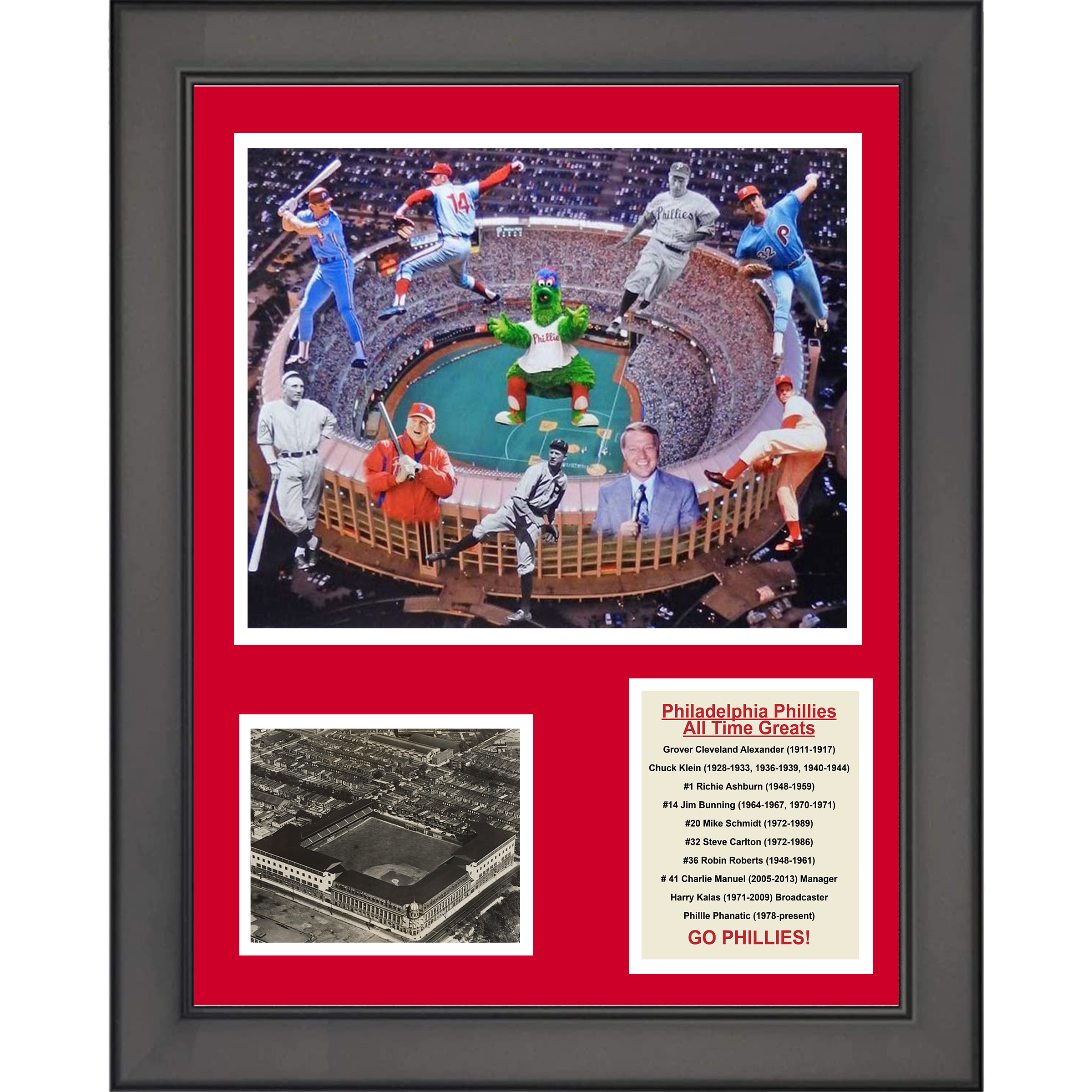 Framed Philadelphia Phillies All-Time Greats Legends 11"x14"Baseball Three Photo Collage