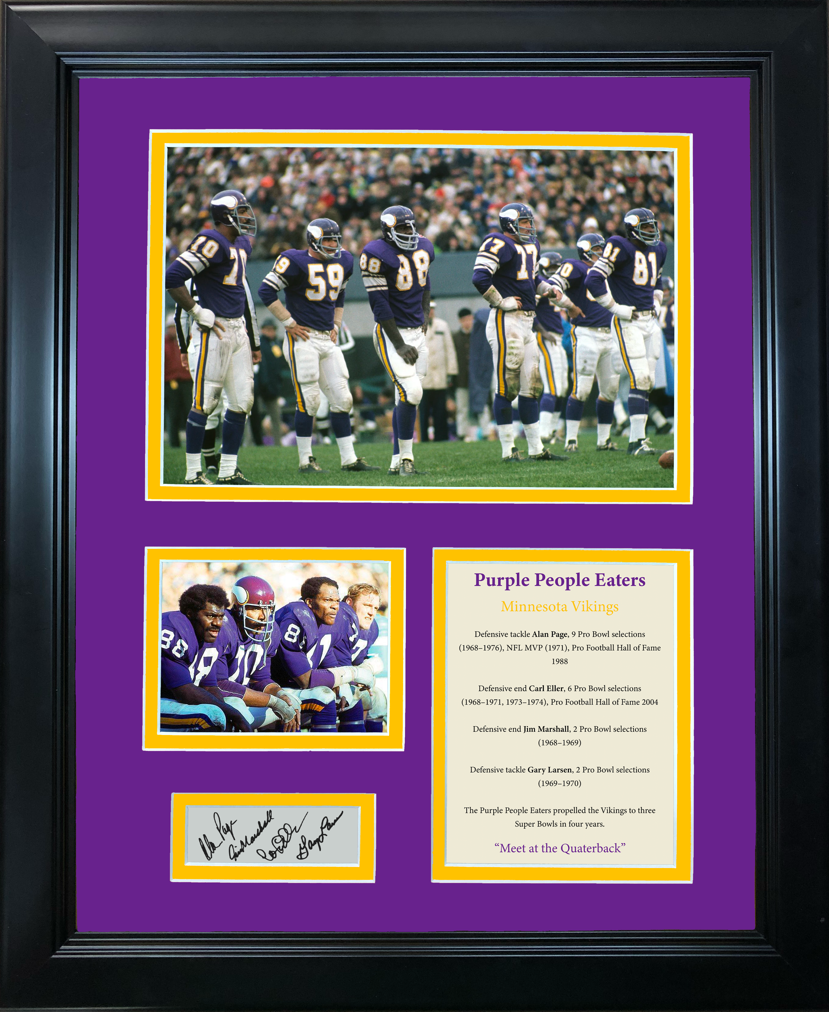 Framed Purple People Eaters PPE Facsimile Laser Engraved Signature Auto Minnesota Vikings 11"x14"Photo Sig Collage