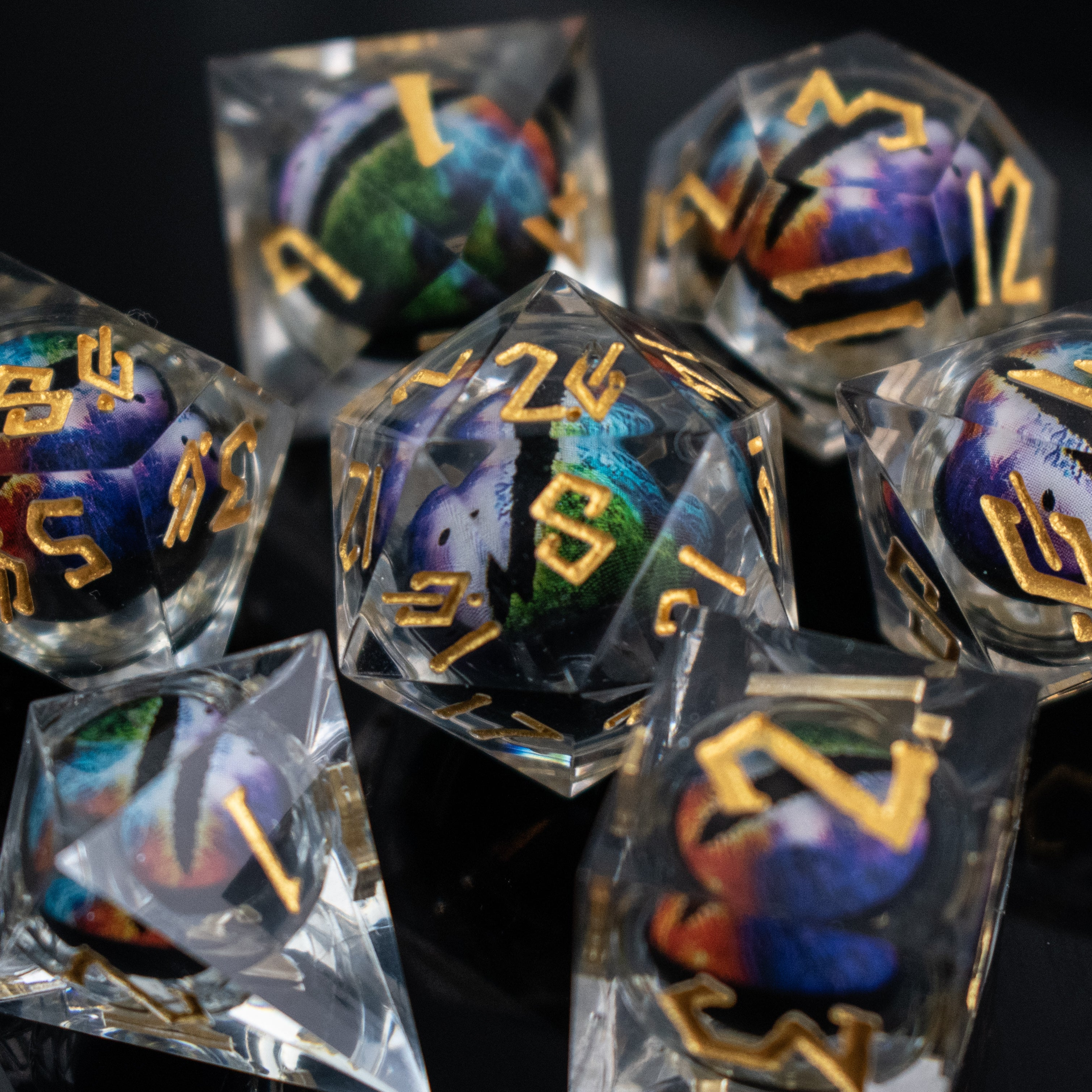 Rainbow Dragon Liquid Core Dice Set