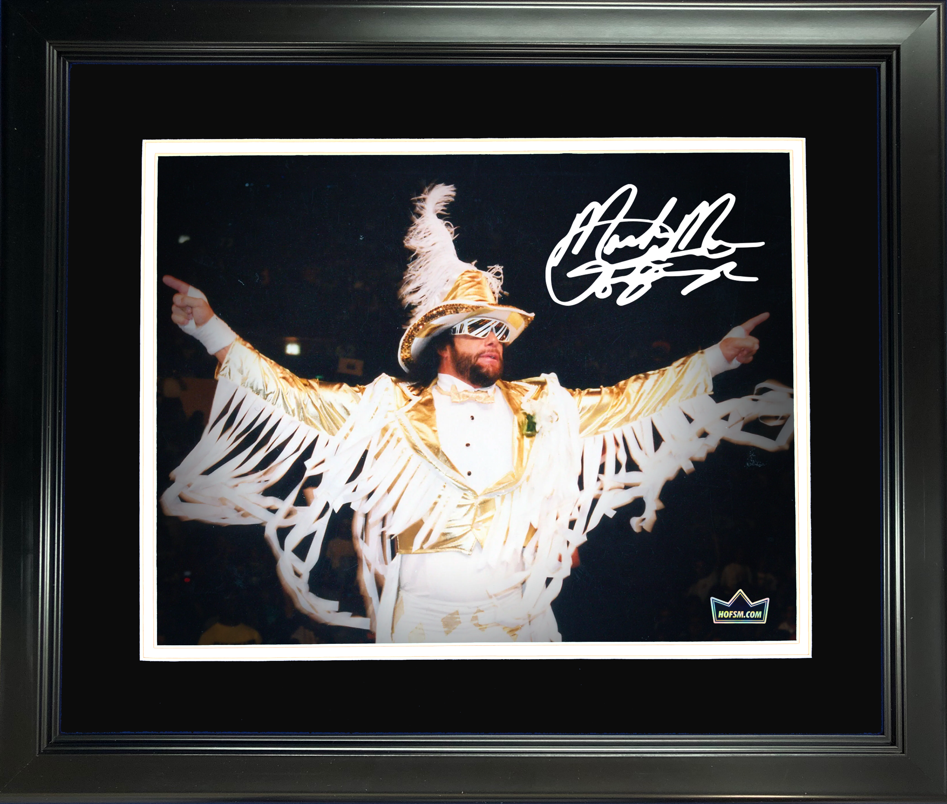 Framed Randy Macho Man Savage WWE Facsimile Laser Engraved Signature Auto 11"x14"Wrestling Photo HOFSM Holo