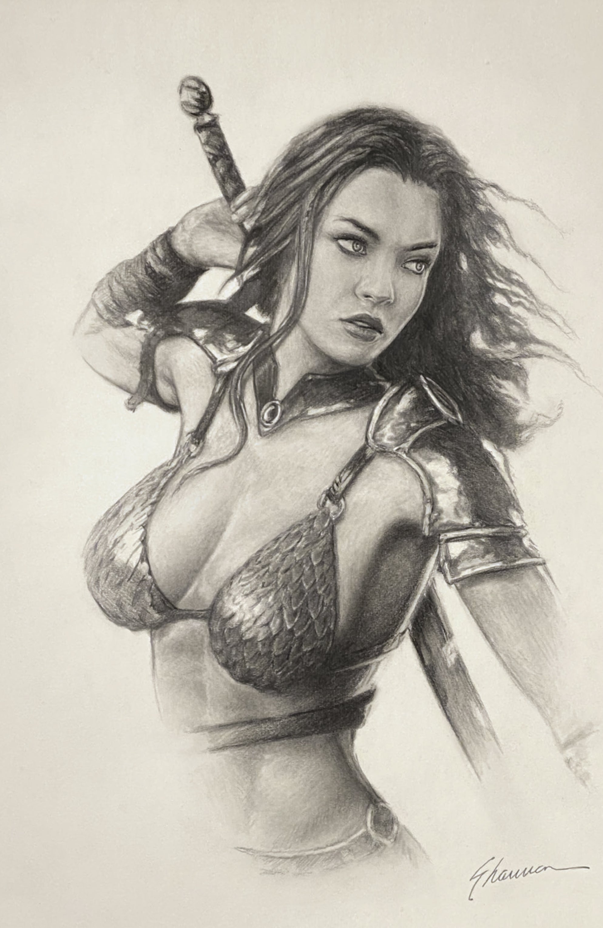 Red Sonja Age Of Chaos #4 Shannon Maer Pencil Sketch Variant GGA Pin-Up (06/17/2020) Dynamite