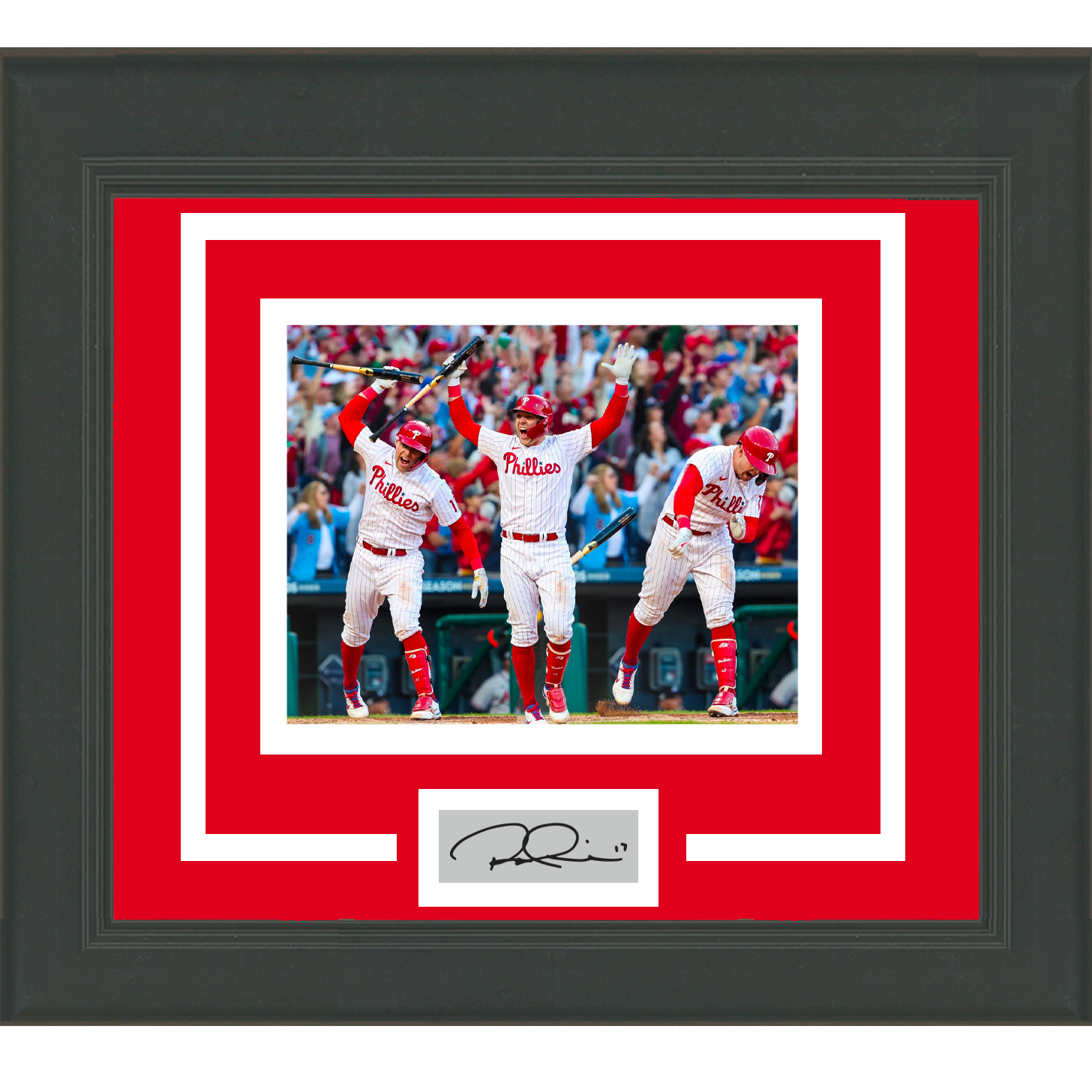Framed Rhys Hoskins The Bat Spike 2022 NLDS Facsimile Laser Engraved Signature Auto Philadelphia Phillies 11x14 Baseball Photo