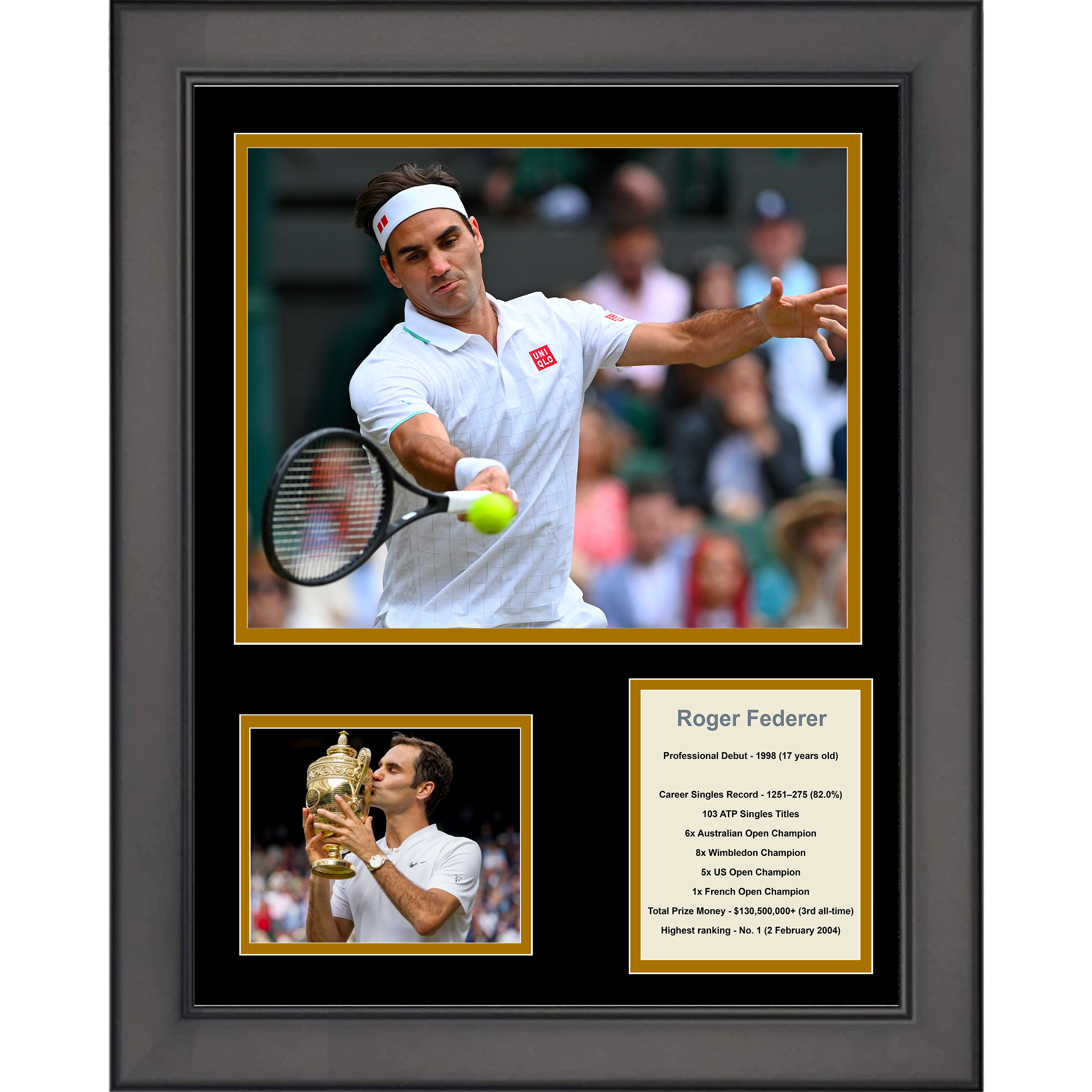 Framed Roger Federer Hall of Fame Tennis 11"x14"Three Photo Collage