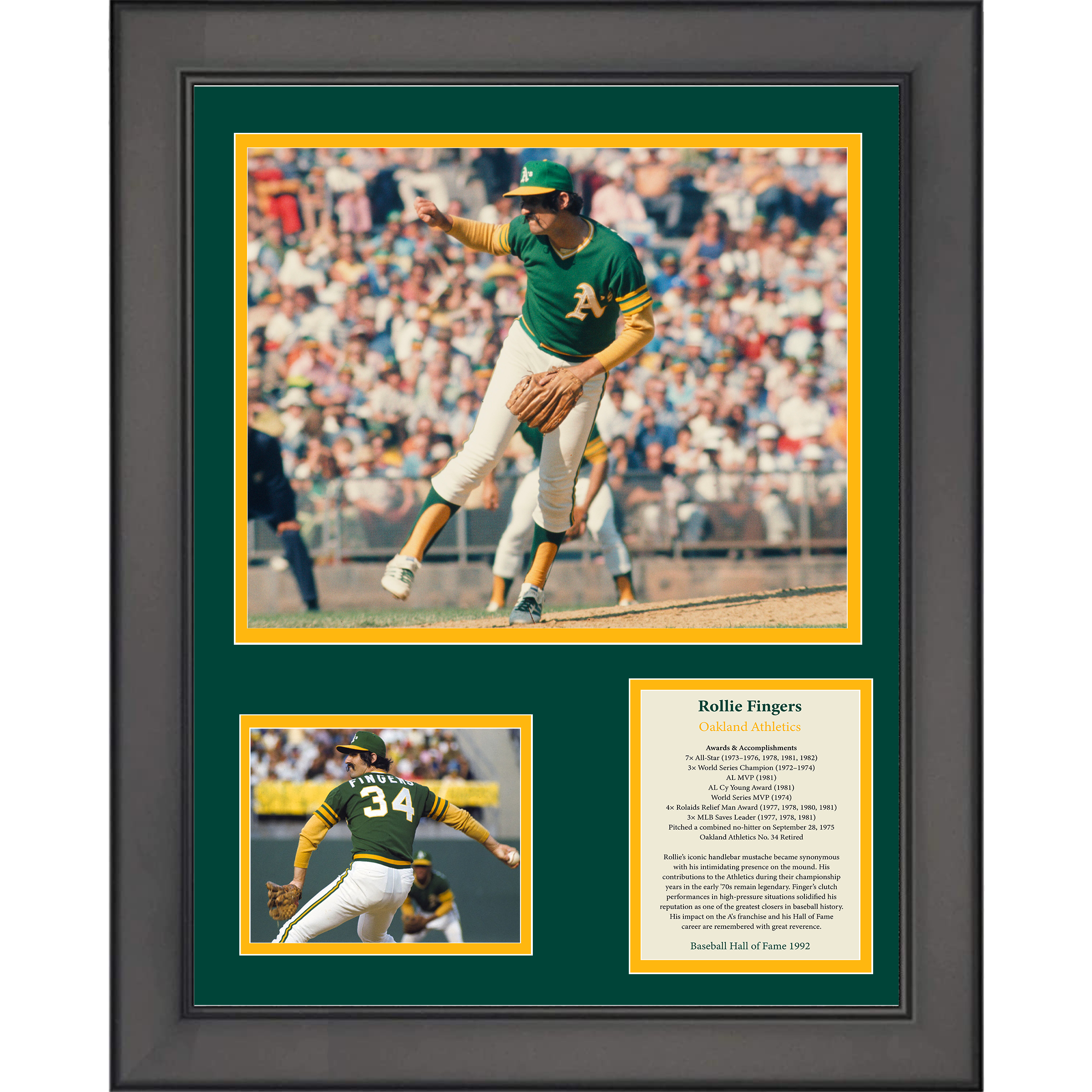 Framed Rollie Fingers Hall of Fame Oakland Athletics A's Baseball 11"x14"Three Photo Collage