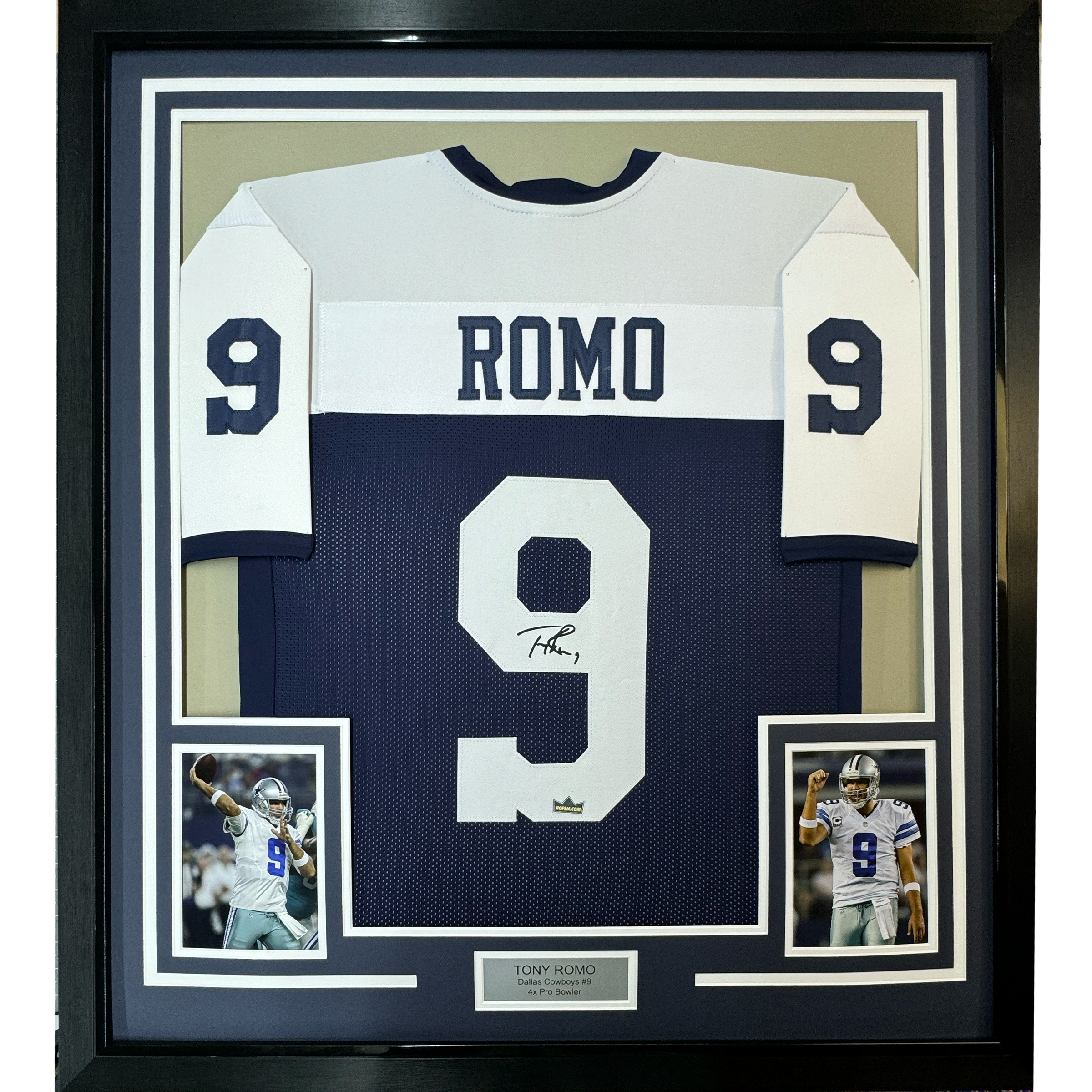 Framed Facsimile Autographed Tony Romo 35x39 Dallas Thanksgiving Day Reprint Laser Auto Football Jersey