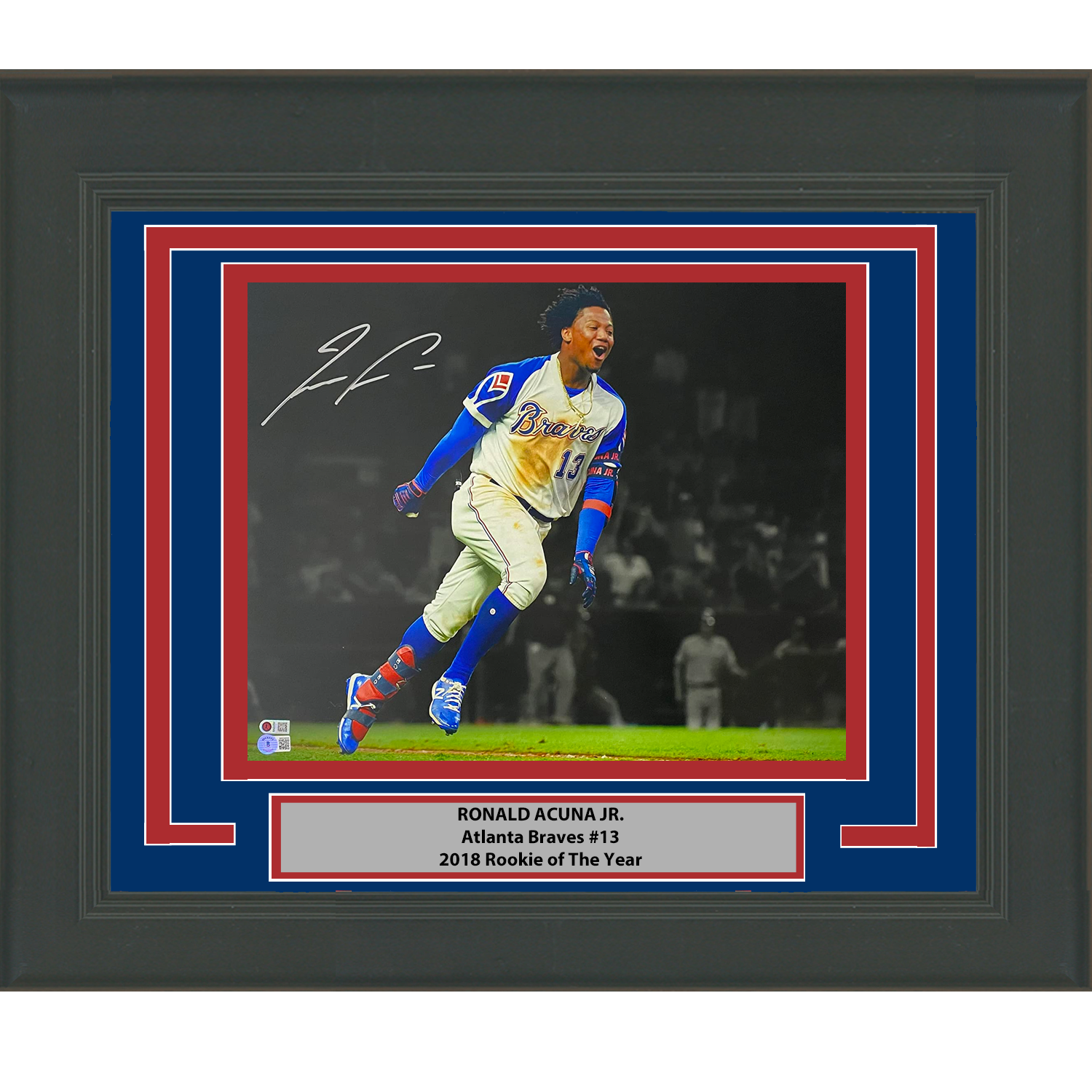 Framed Autographed/Signed Ronald Acuna Jr. Atlanta Braves 16x20 Baseball Photo Beckett BAS COA