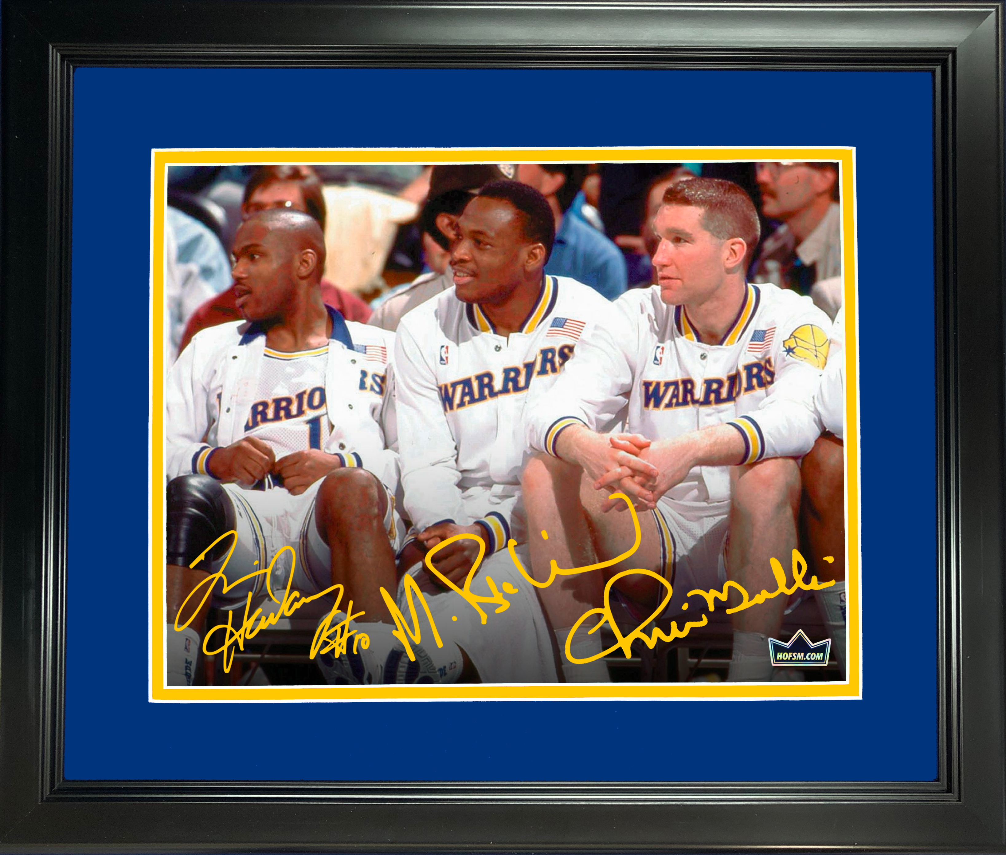 Framed Golden State Warriors  Run TMC  Tim Hardaway Mitch Richmond Chris Mullin Facsimile Laser Engraved Signature Auto 11"x14" Basketball Photo HOFSM Holo