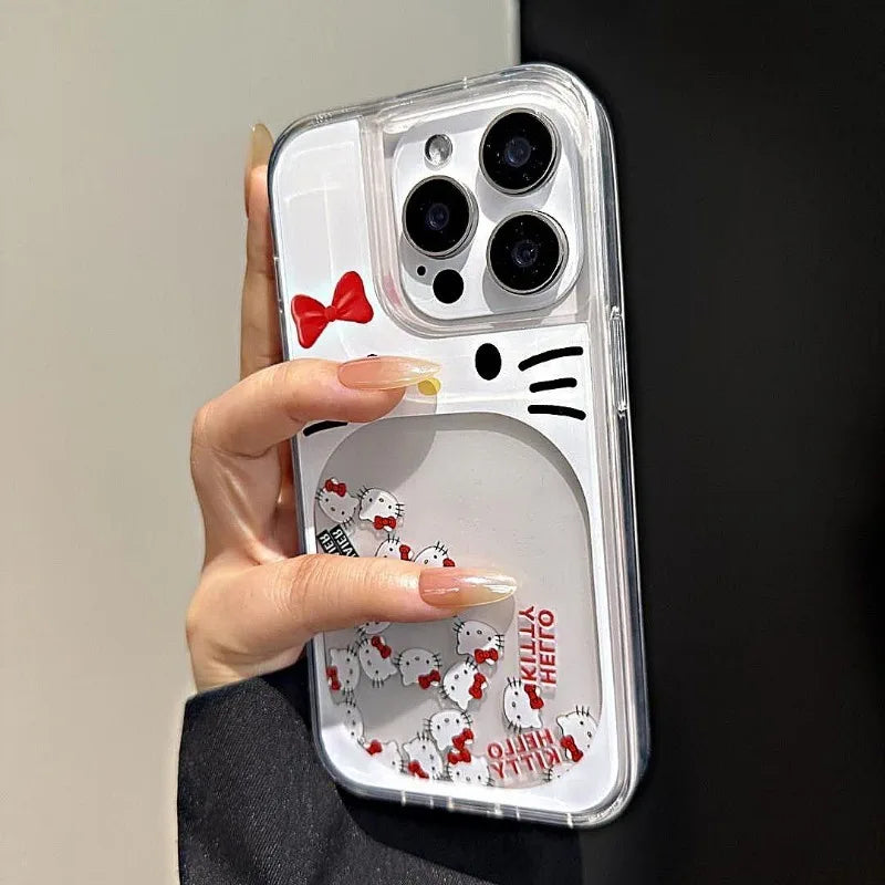Kawaii Hello Kitty Quicksand Mobile Phone Soft Shell Simple Transparent Anime For For iPhone