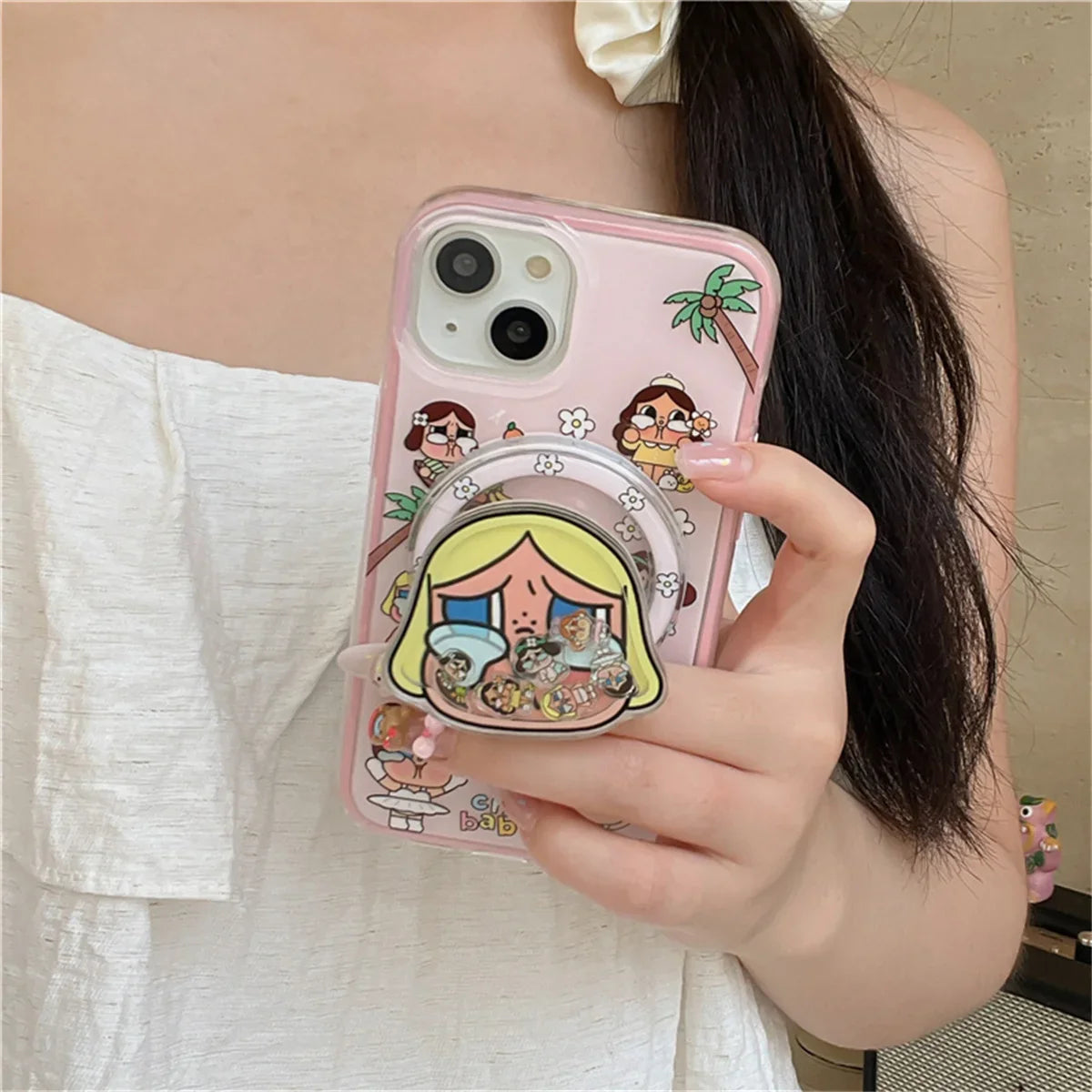 Funny Cute Crying Girl Magnetic Phone Case For iPhone