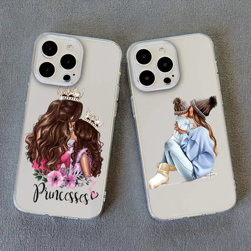 Family Mama Of Girl Mom Clear Phone Case For iPhone