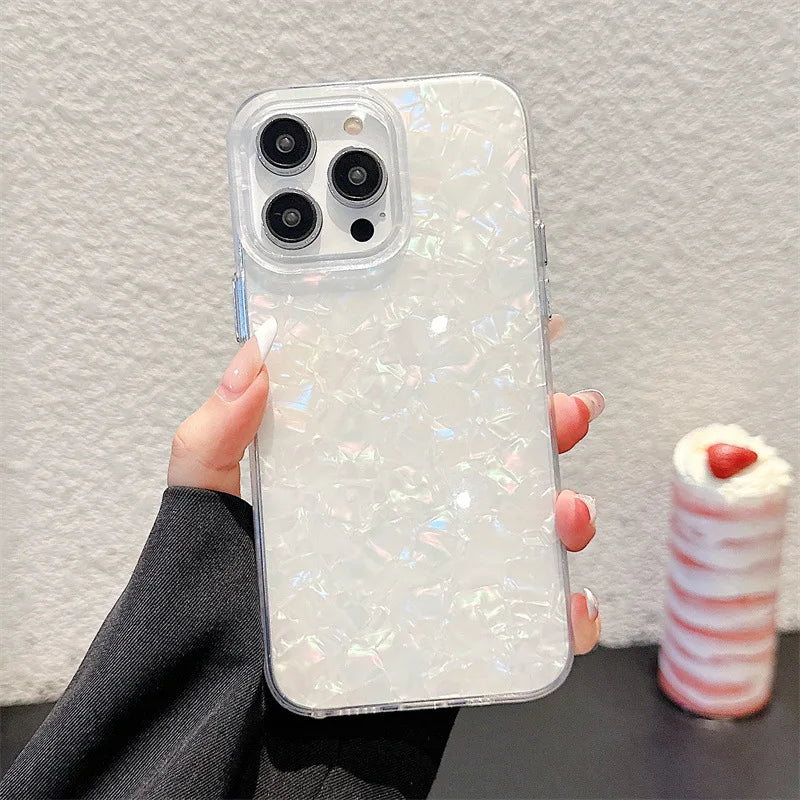 Luxury Solid Color Shell Pattern Phone Case For iPhone