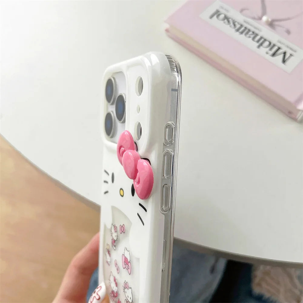 Glitter Laser Love Heart Hello Kitty Phone Case For iPhone