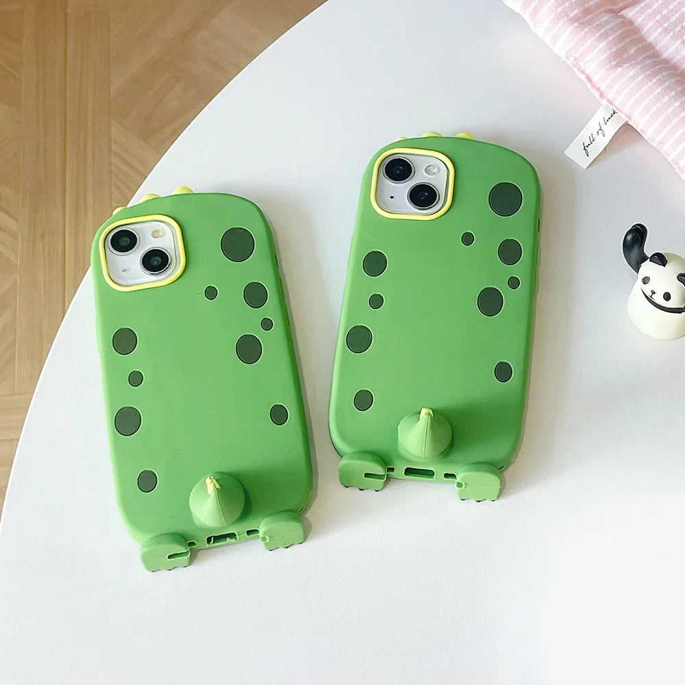 Funny Cute Dinosaur Tail Holder Rubber Soft Silicon Phone Case