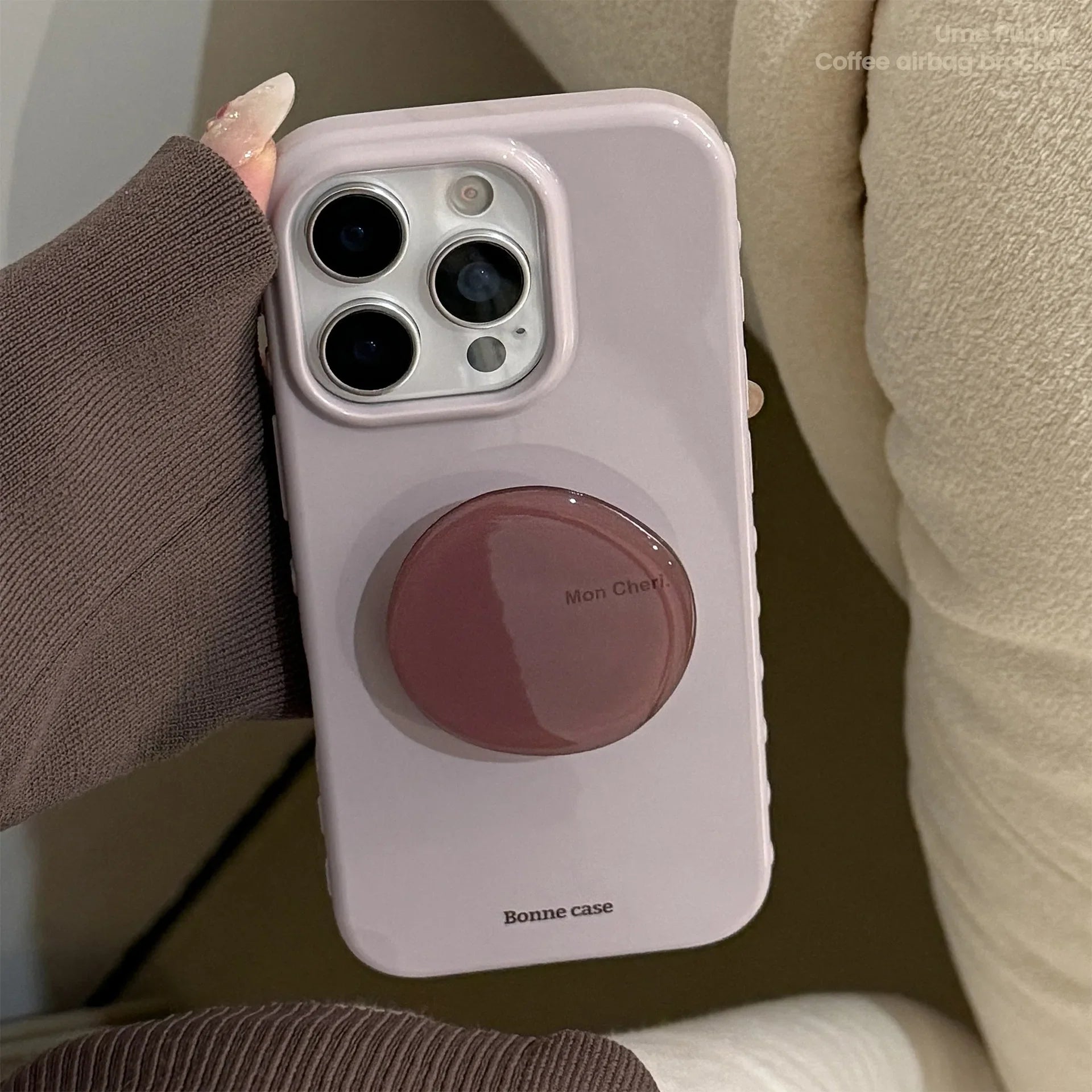 Korean Style Simple Solid Colors With Bracket Soft Phone Case For iPhone