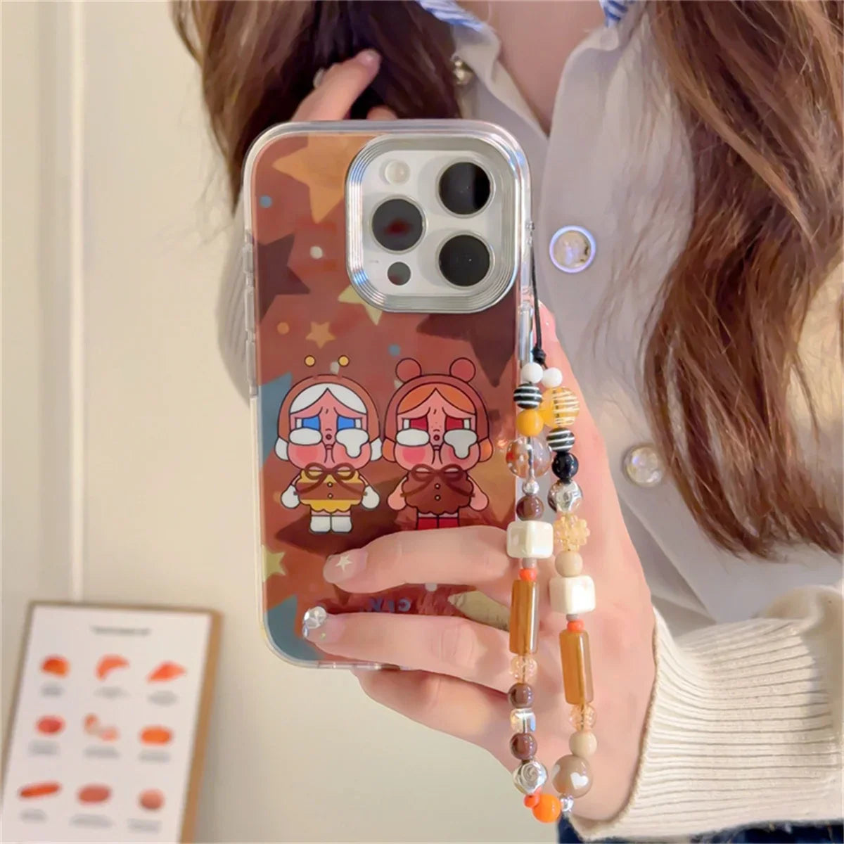 Kawaii Brown Girl Cartoon Phone Case For iPhone