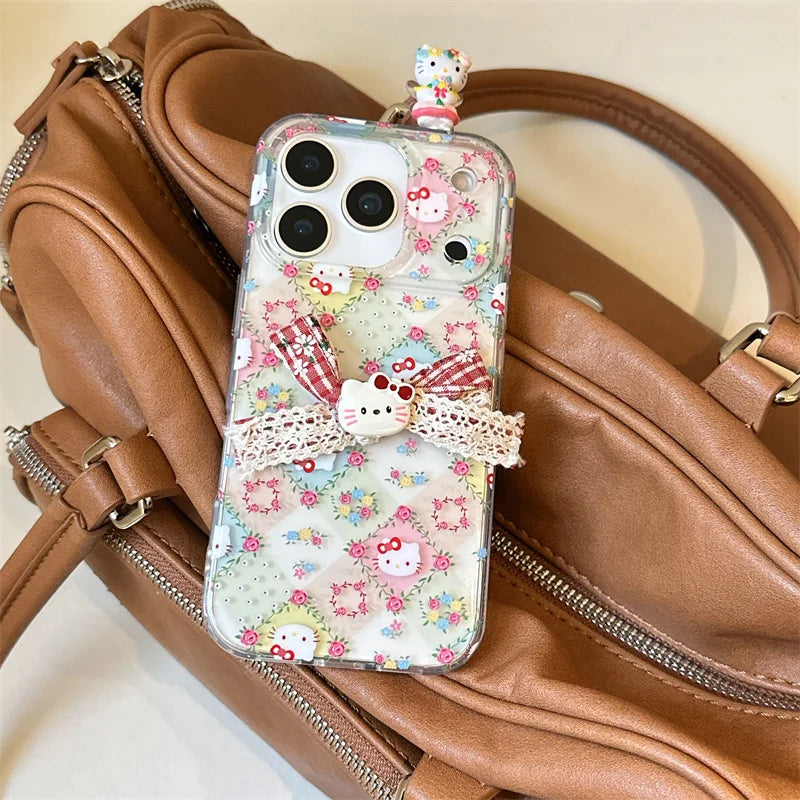Korean Cute Flower Hellokitty Phone Case For iPhone