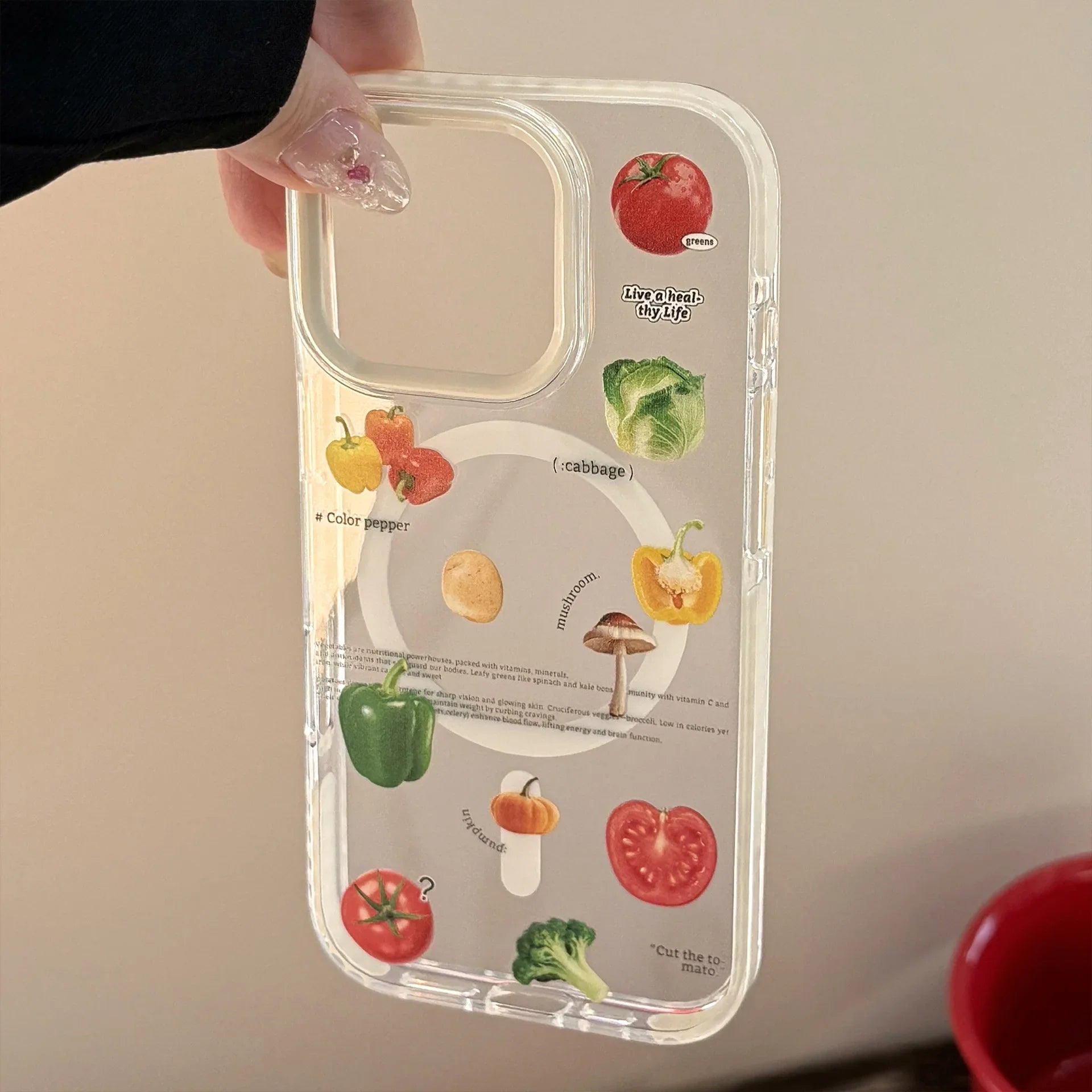 Korean Vegetable 3D Cartoon Tomato Bracket Magnetic Phone Case For iPhone