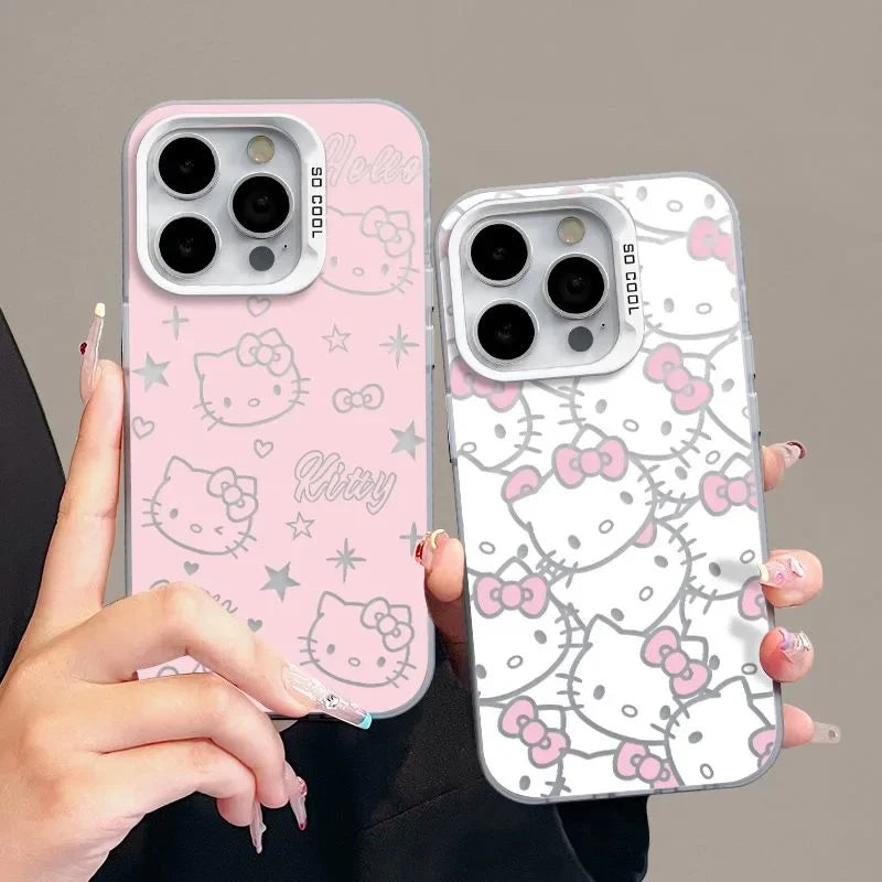 Kawaii Hello Kitty Phone Protective Case Miniso Anime Lovely Girl Good-Looking Full Screen Powder