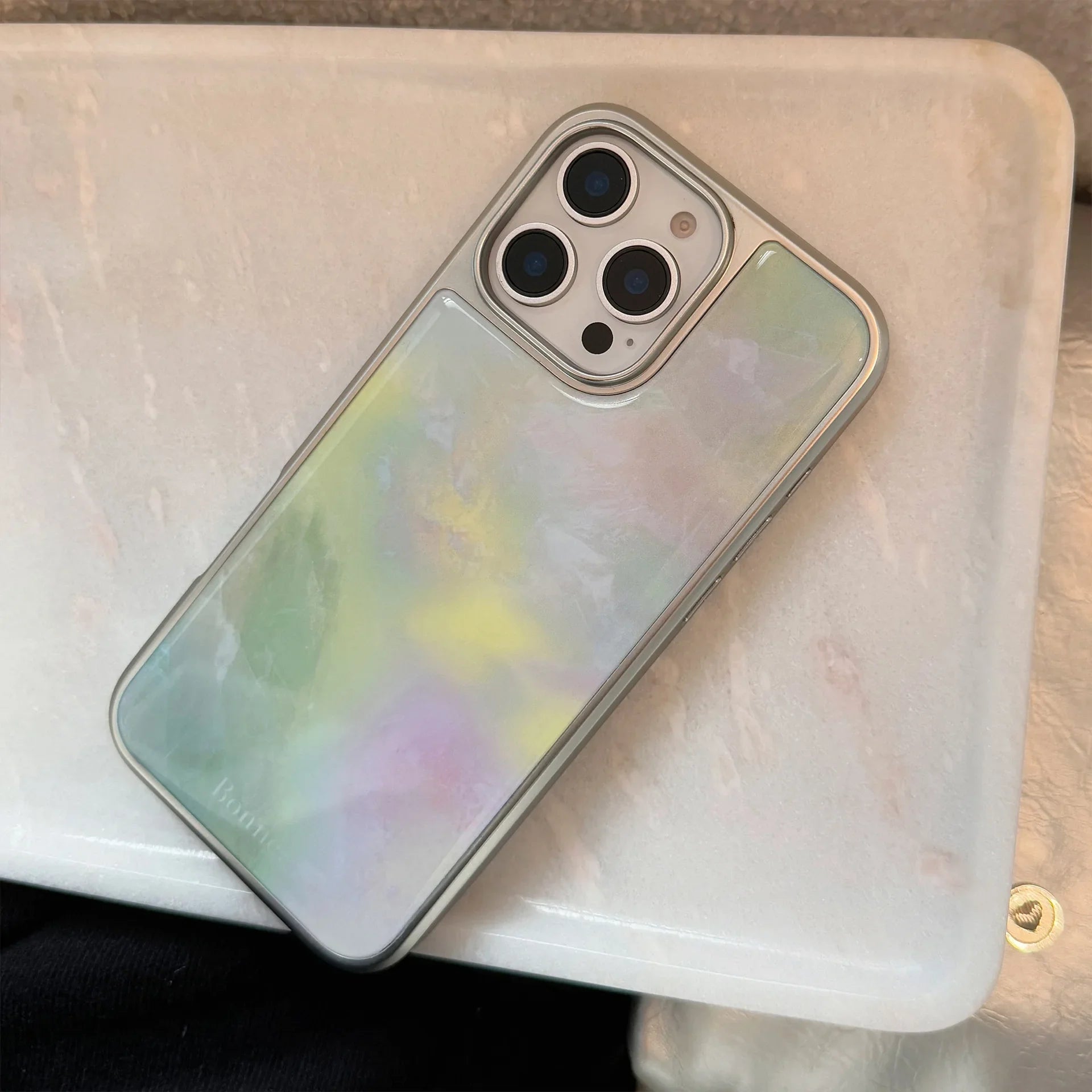 Luxury Gradient Marble Pattern Drop Glue Phone Case For iPhone