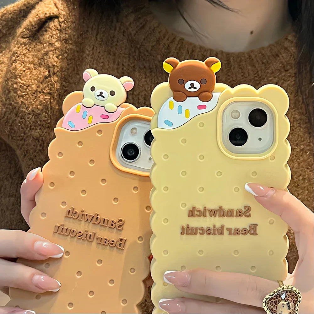 Funny Sandwich Rilakkuma Bear Biscuit Phone Case