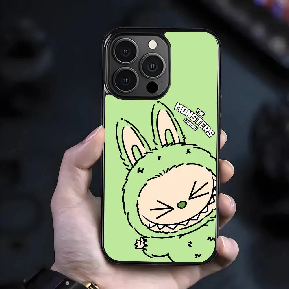Cute Cartoon LABUBU Light Green Phone Case Suitable For iPhone