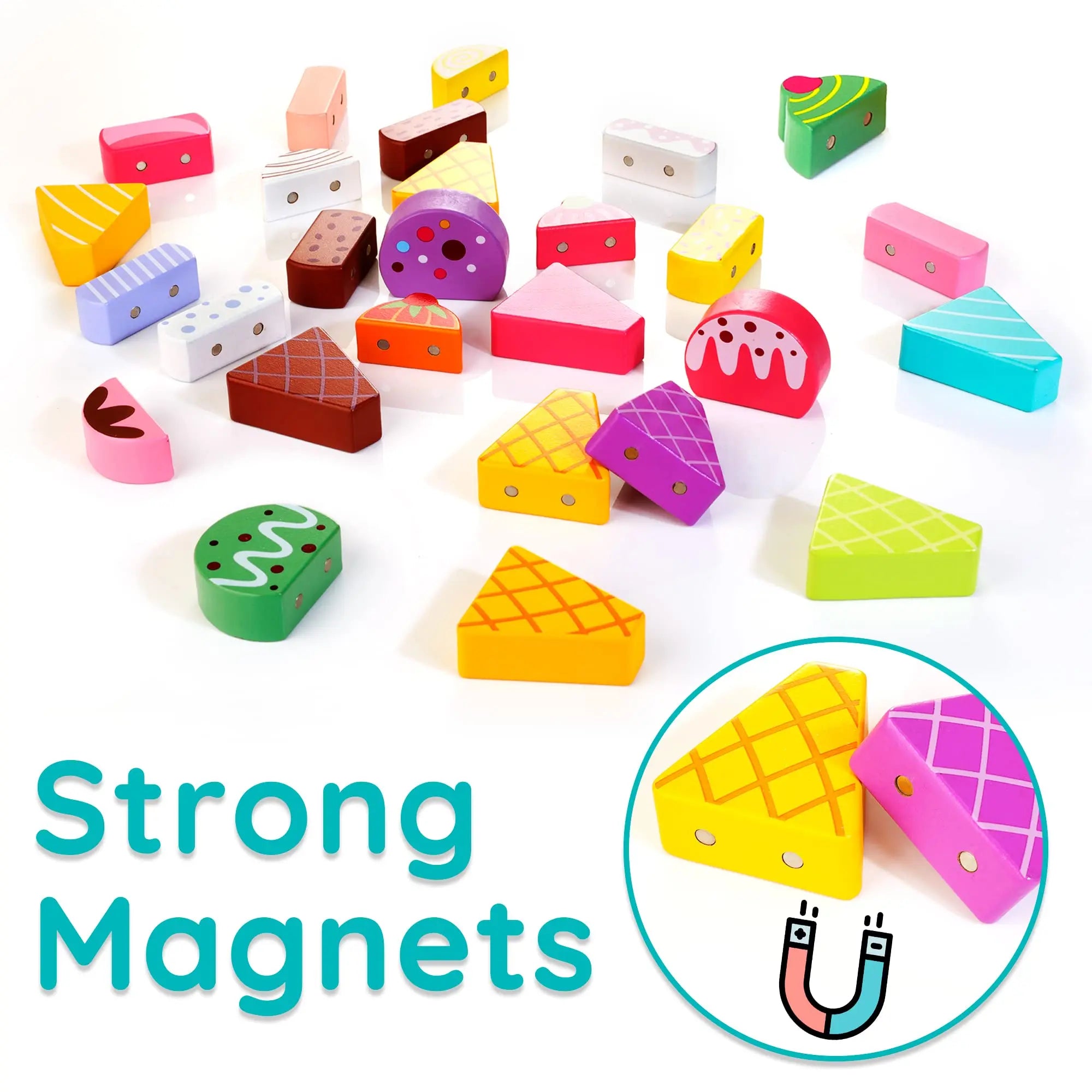 Wooden Ice Cream Truck Toy – Magnetic Pretend Play Food Set