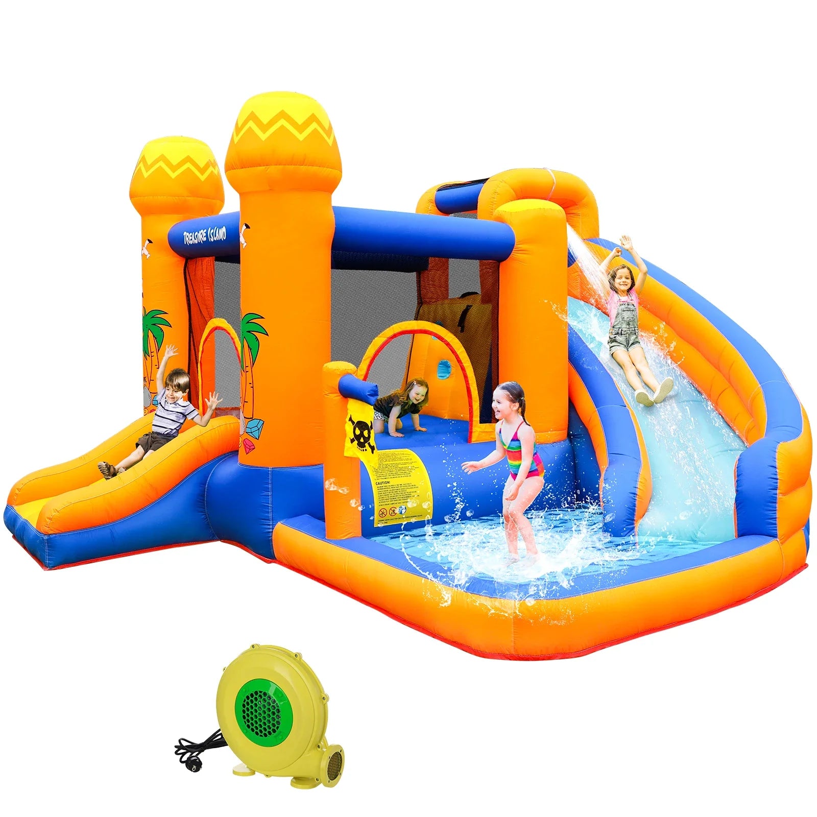 Kids Inflatable Bounce House with Water Slide & Blower