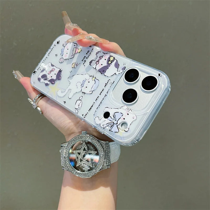 Korean Cute Cartoon Cat Phone Case For iPhone