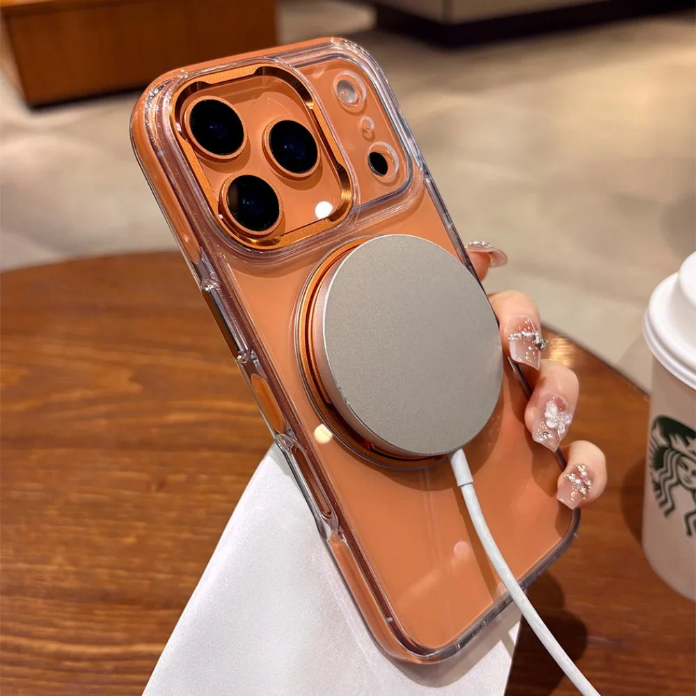 Luxury Plating Ultra Thin Clear For Magsafe Bracket Case for iPhone