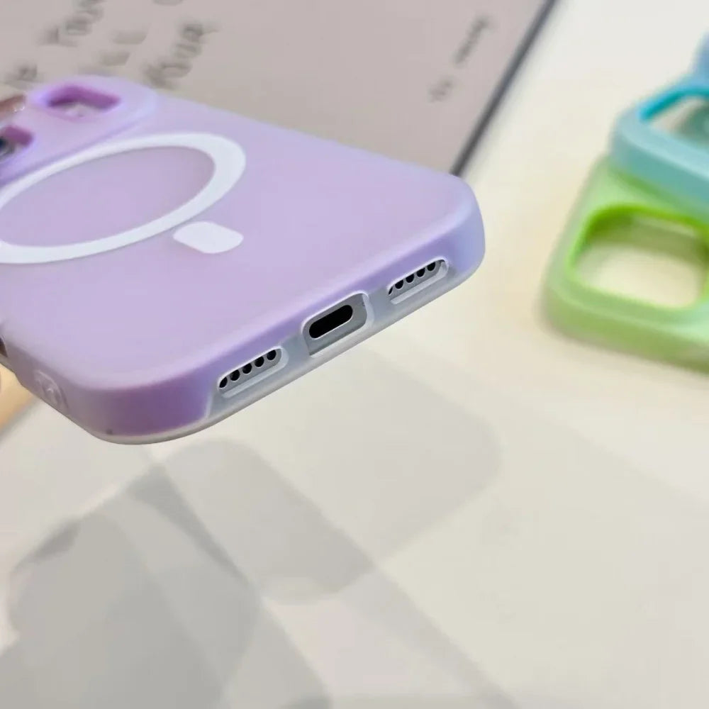 Luxury 2 IN 1 Soft Silicone For magsafe Wireless Charging Phone Case For iPhone