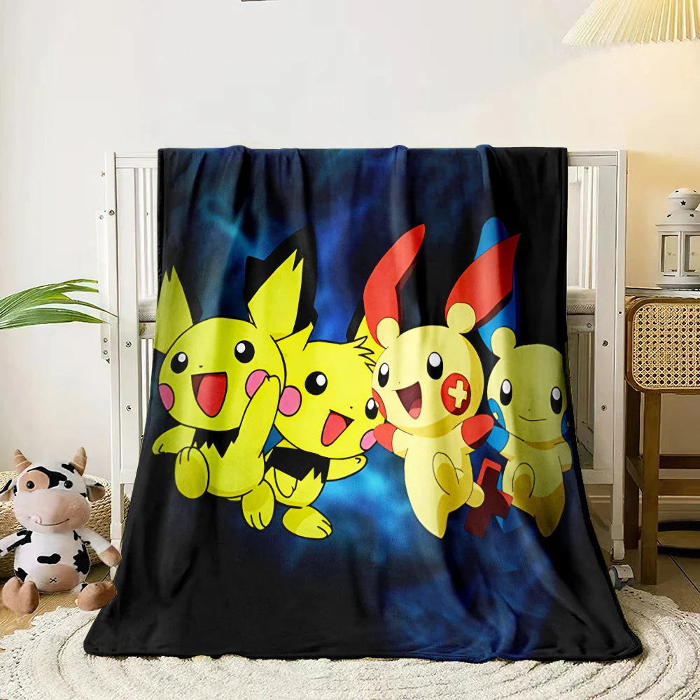Pokemon Flannel Blanket Soft HD Printed Throw for Sofa & Camping