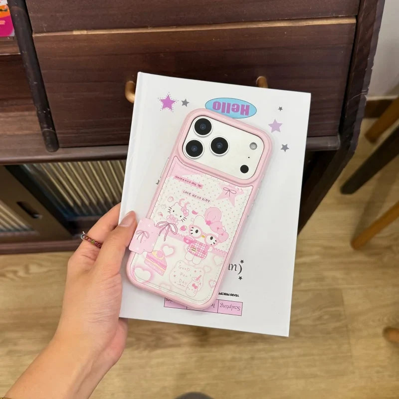 Kawaii Cute Chef Hello Kitty Cat Polka Dots Phone Case For iPhone