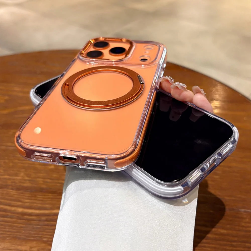 Luxury Plating Ultra Thin Clear For Magsafe Bracket Case for iPhone