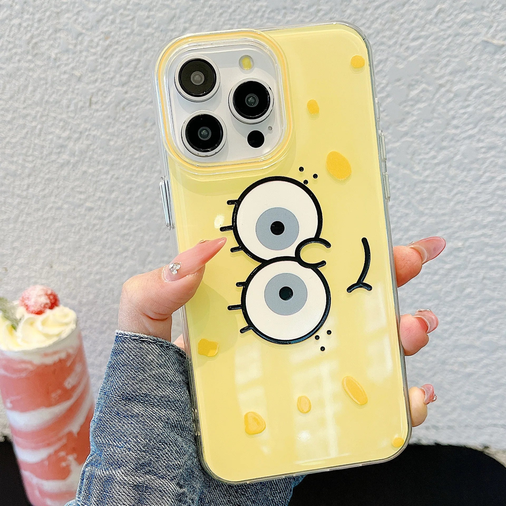 Korean Cute Cartoon Spongebob SquarePants Couple Phone Case For iPhone