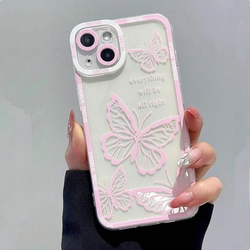 Cute Pink Butterfly Pattern Phone Case